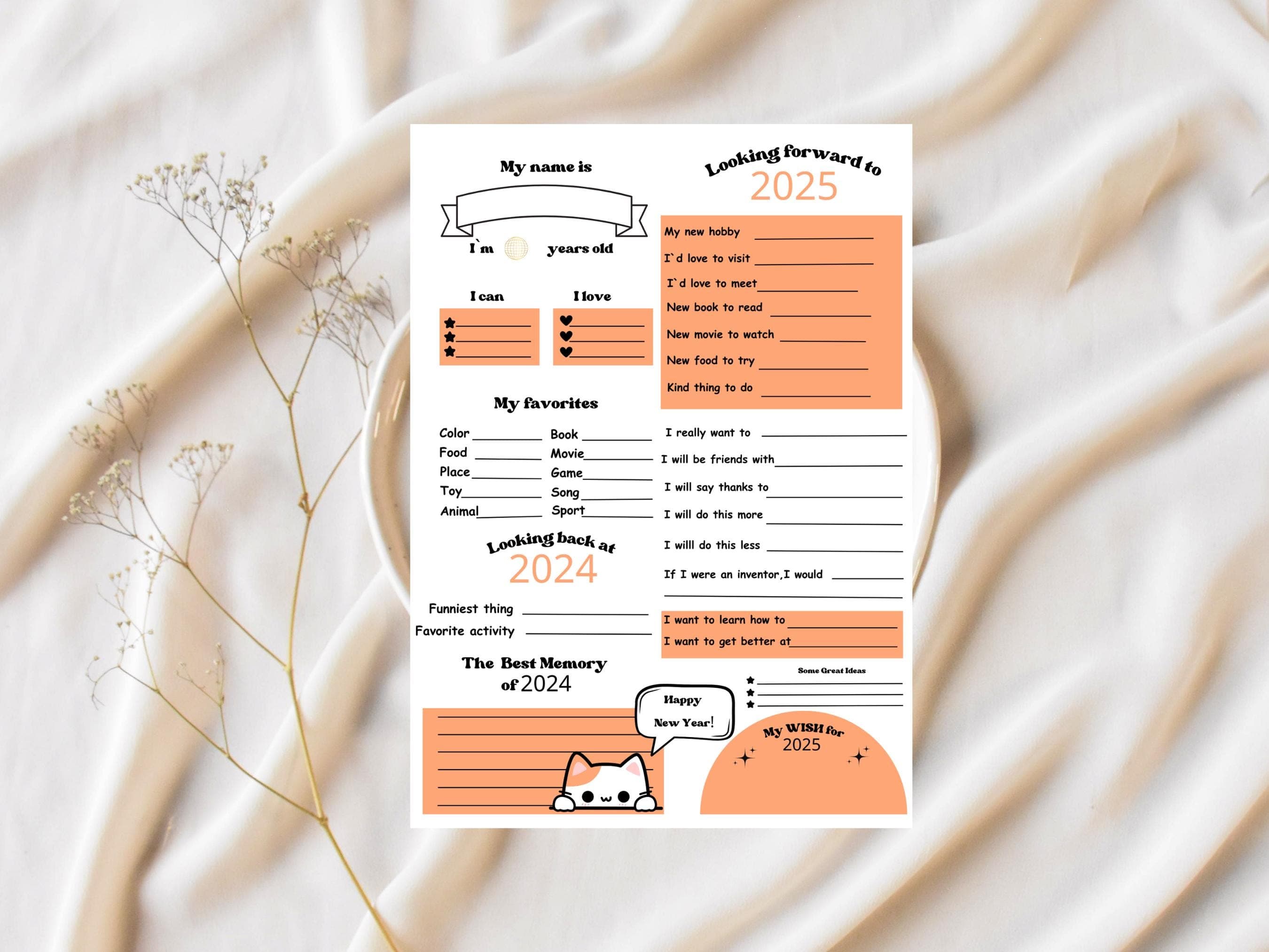 Kids New Year Resolution, New Year Goals for Kids, Printable Resolution Sheet, 2025 Kids Activities, New Year Reflection for Kids, Family New Year Goals, Goal-Setting Worksheet for Kids, Fun New Year Printable, Child Goal Tracker, New Year Activities