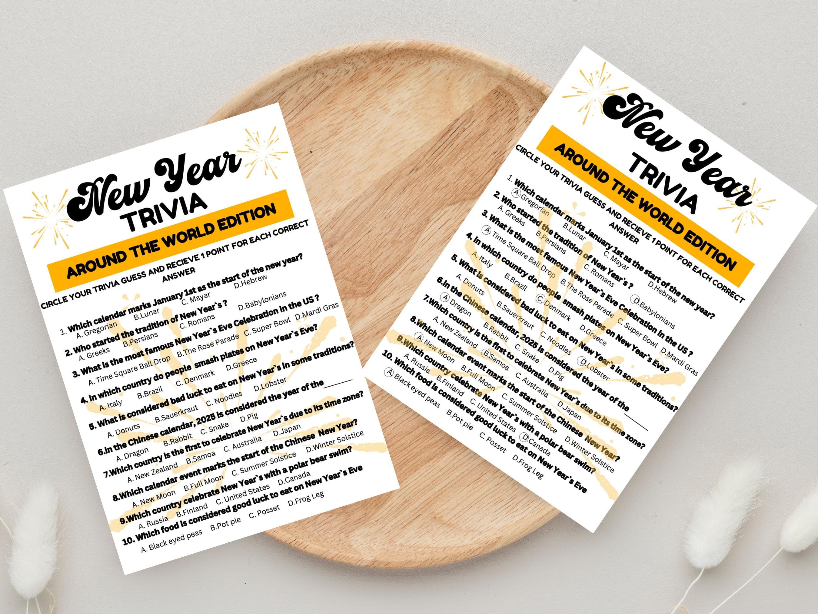 New Year Trivia Game, New Year's Eve Party Game, Printable Trivia Game, Family Trivia Night, Fun New Year’s Activity, New Year Celebration Ideas, Trivia Questions for New Year, Holiday Party Games, 2025 New Year Game, Virtual Trivia for New Year