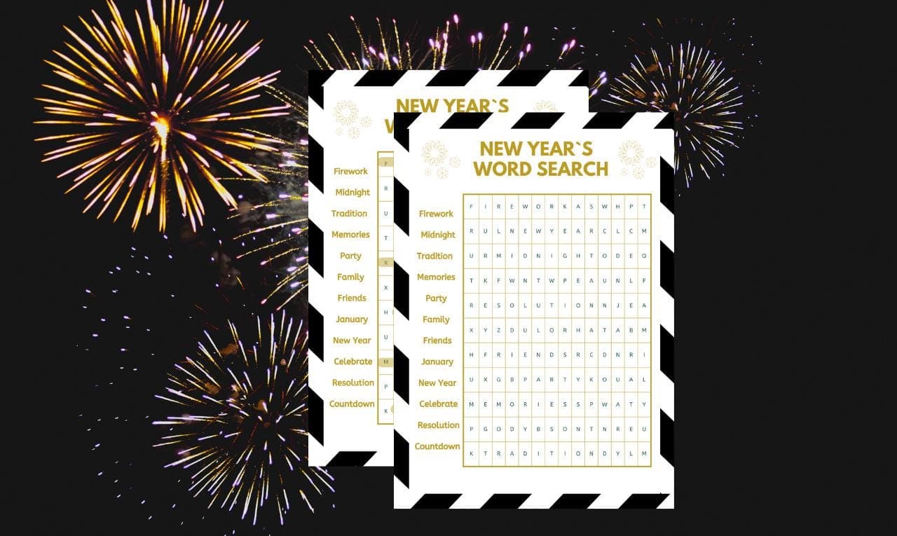 2025 New Year Word Search, New Year’s Eve Game, Printable Word Search, Family Party Games, Holiday Activities, Kids Word Search, Festive Word Search Game, New Year Classroom Activity, New Year’s Party Favor, Fun Printable Game