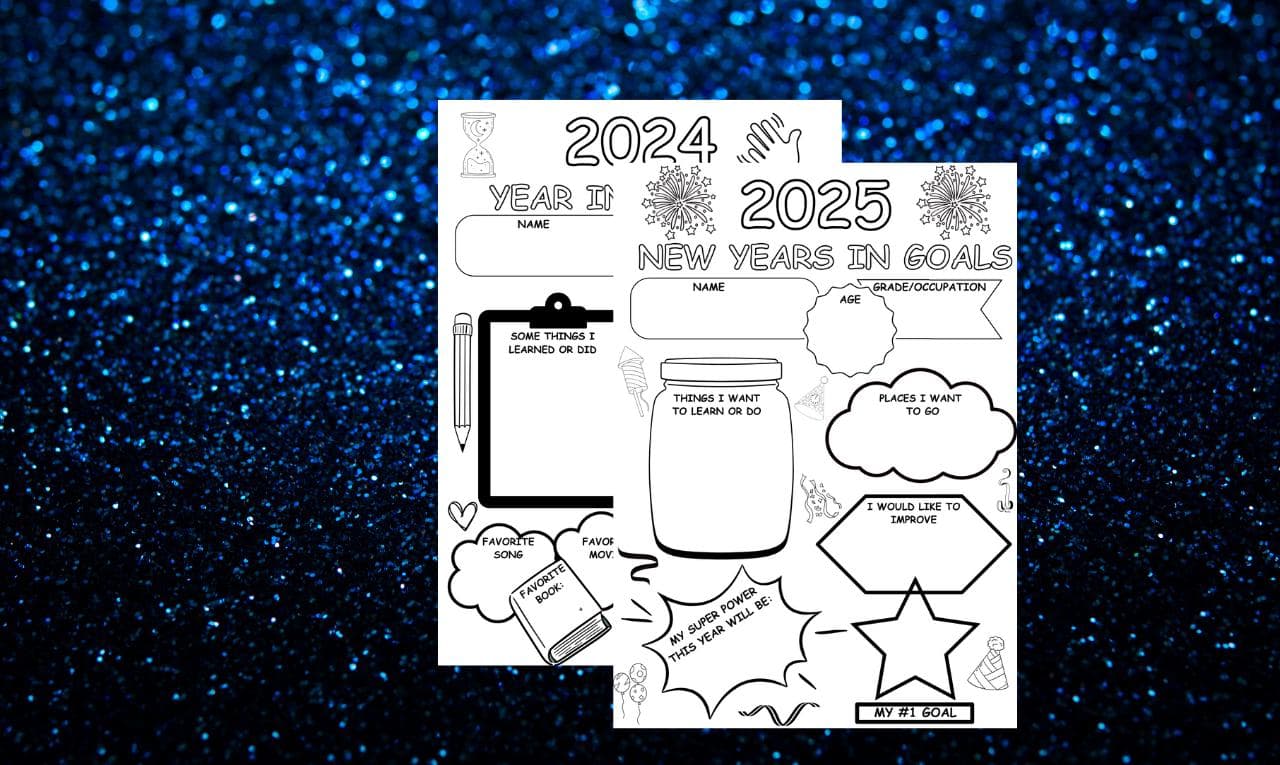 Kids New Year Goals Printable, 2025 Year in Review Worksheet, Kids Goal Setting Template, Fun New Year Activities for Kids, Printable Kids Memory Worksheet, New Year Family Activity, Kids Growth Mindset Printable, Reflective Worksheet for Kids