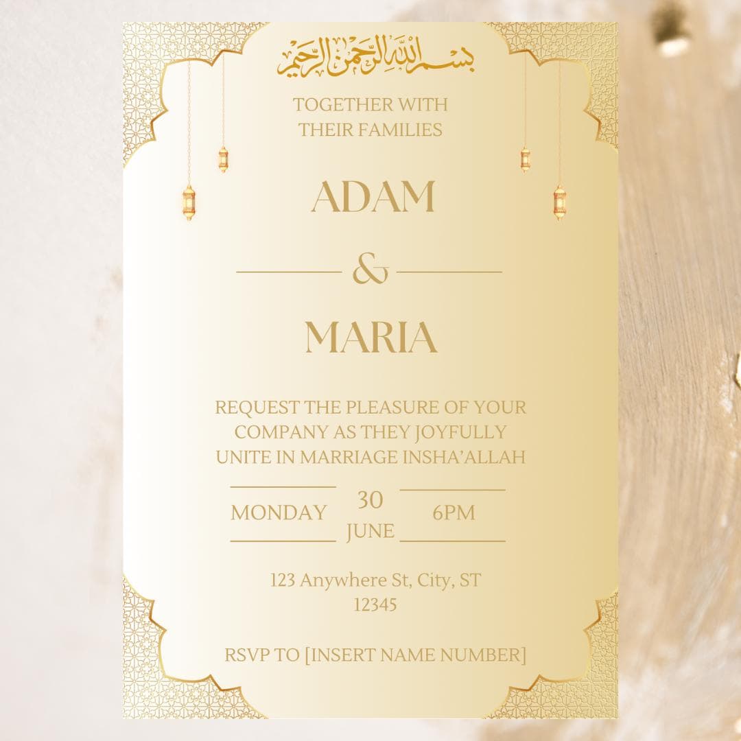 Muslim Wedding Invitation Editable Digital Templates Islamic Art Nikkah Walima Engagement 3 File Versions Included