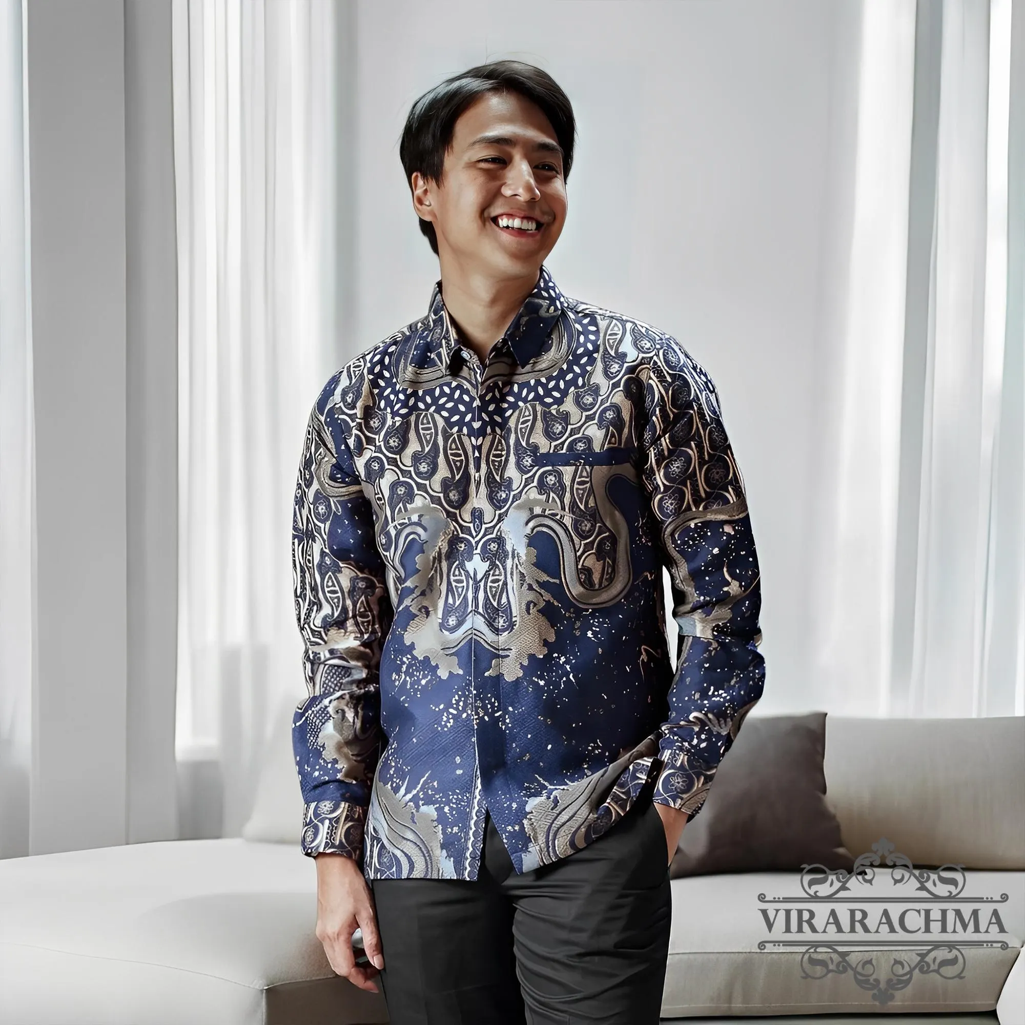 Matching Men's Batik Shirt - Long Sleeve, Classy Look, Stylish Men, Men Batik, Batik Shirt, Formal Shirt For Men