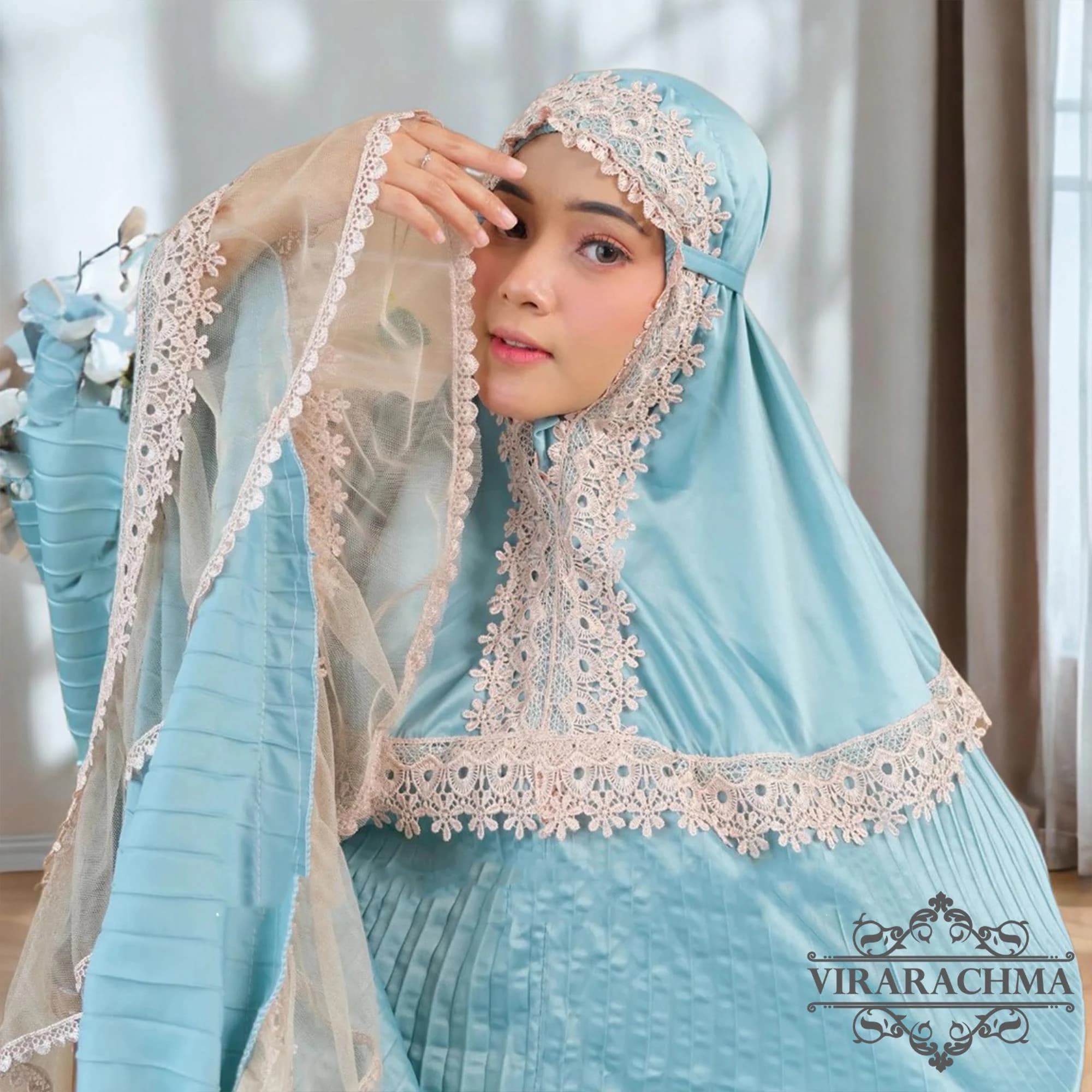 Starla Lace Tile Musyaffa Daily Plisket Adult Mukena, Prayer dress women, Prayer Dress muslim, Muslim prayer outfit, Mukena, Prayer Set