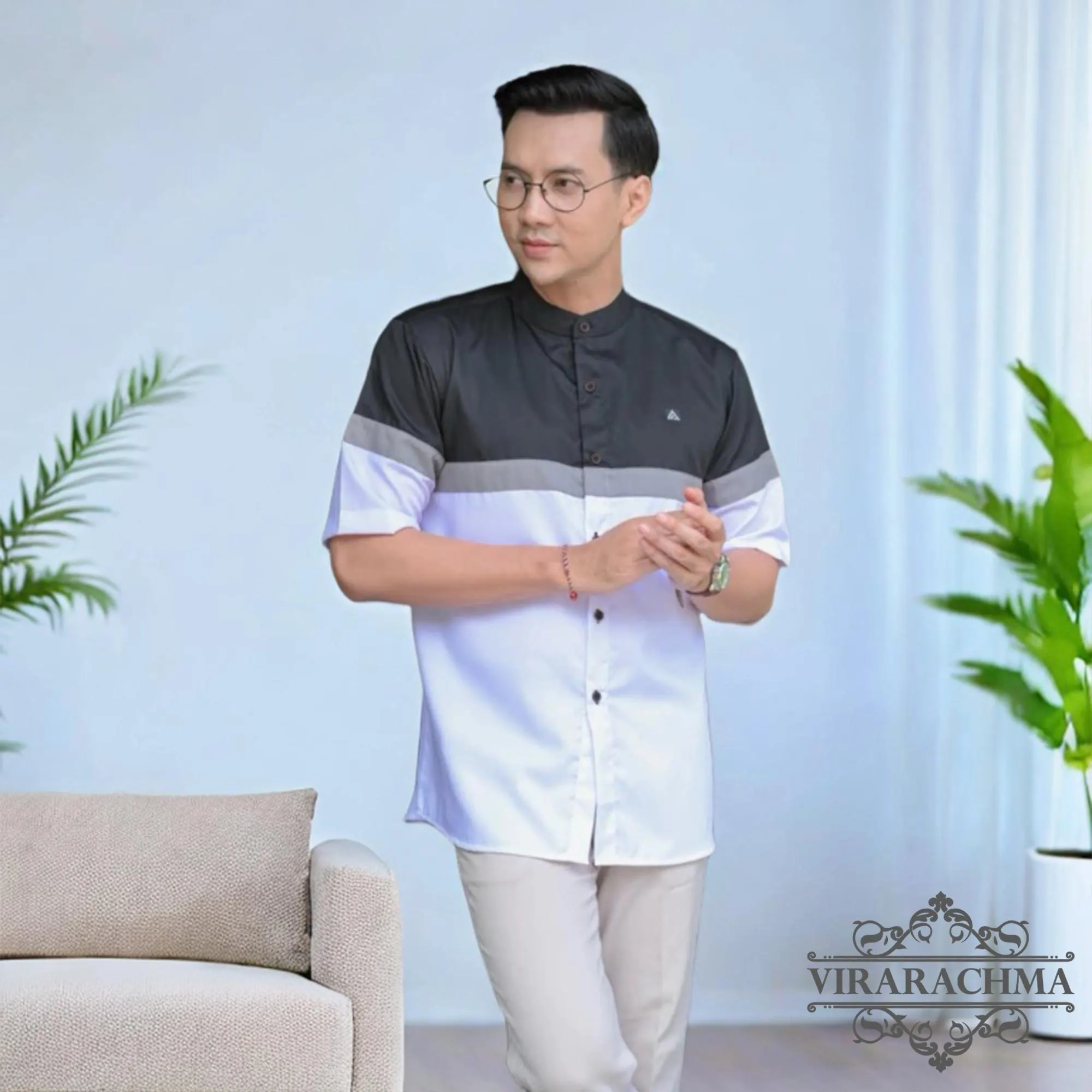 Koko Short Sleeve Combination Formal & Stylish Shirt Model, Cotton Koko Shirt, Muslim Men's Wear, Islamic Clothing, Elegant Koko Shirt