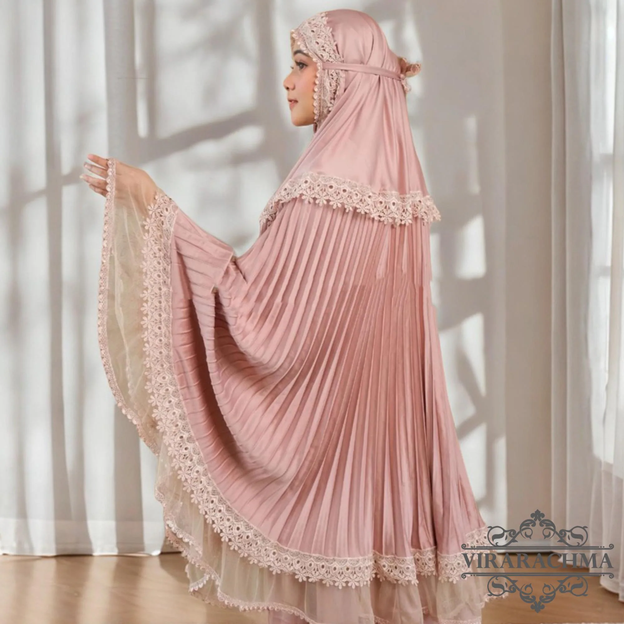 Starla Lace Tile Musyaffa Daily Plisket Adult Mukena, Prayer dress women, Prayer Dress muslim, Muslim prayer outfit, Mukena, Prayer Set