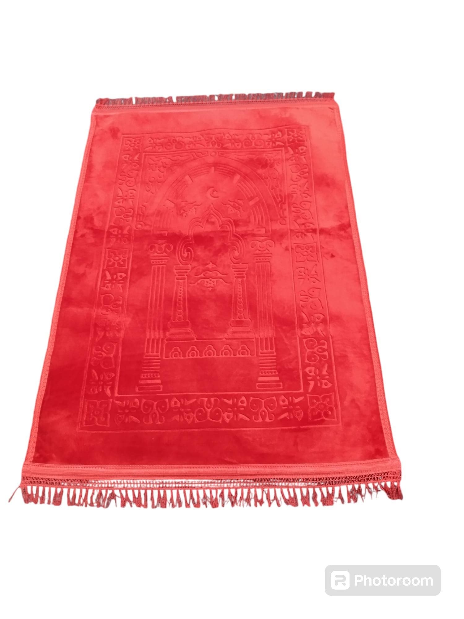 XL Velvet Islamic Prayer Mat: Padded Thick Janamaz Rug - image 4