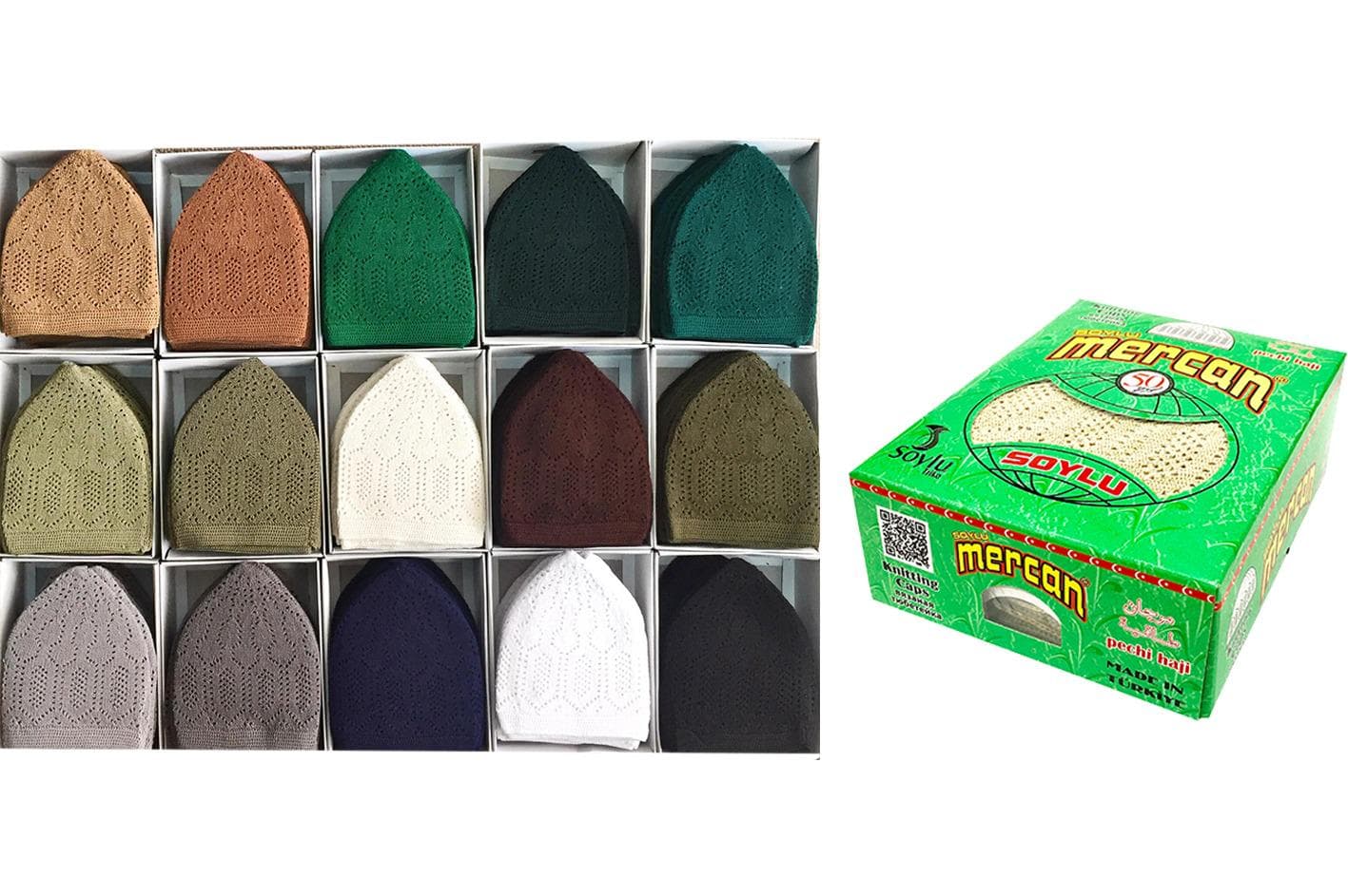 Knitted Acrylic Turkish Topi Hat: Islamic Prayer Cap - Set of 2 - image 3