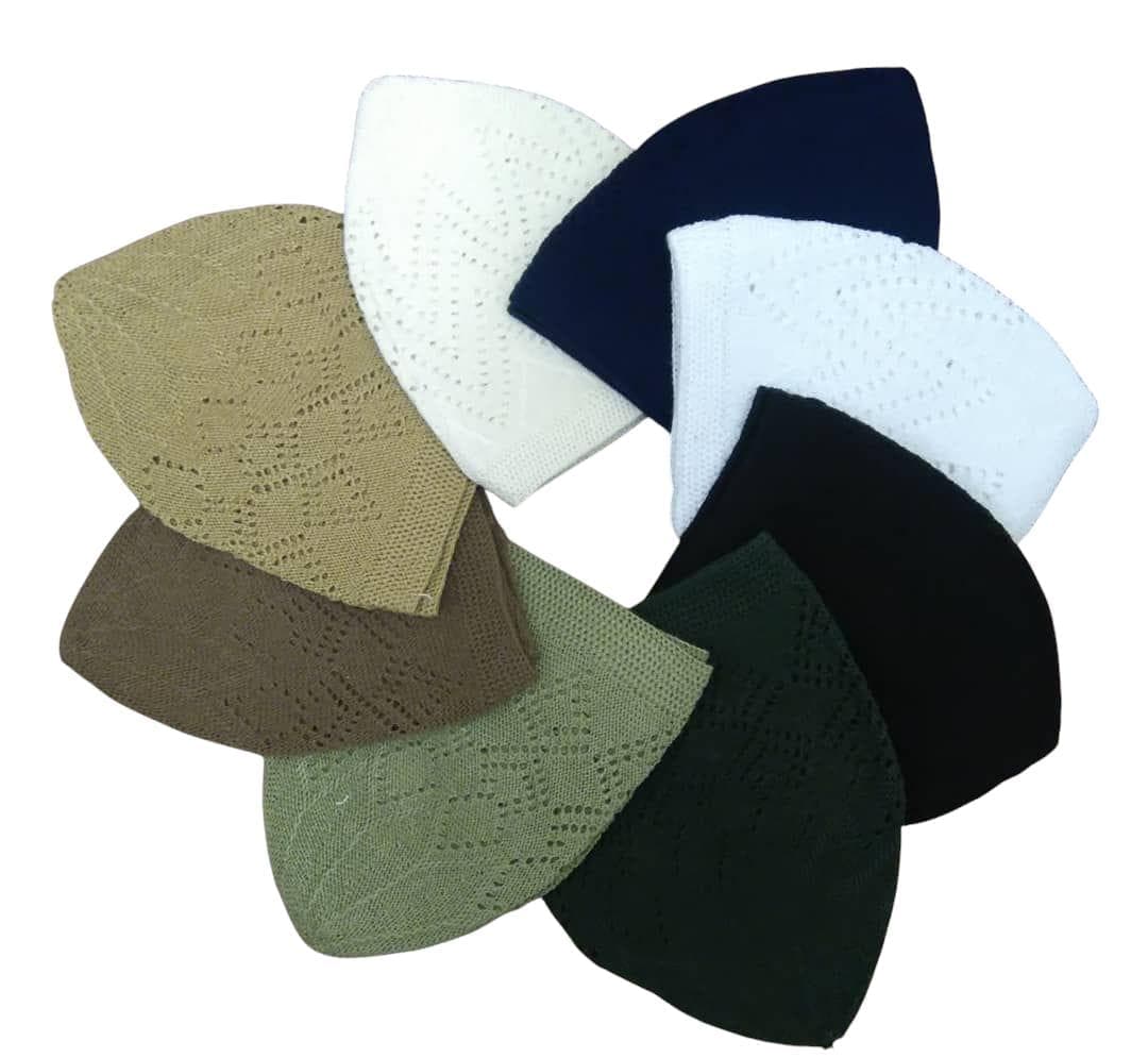 2X Knitted Men's Skull Cap, Prayer Ha,t Topi Kufi Head Wear
