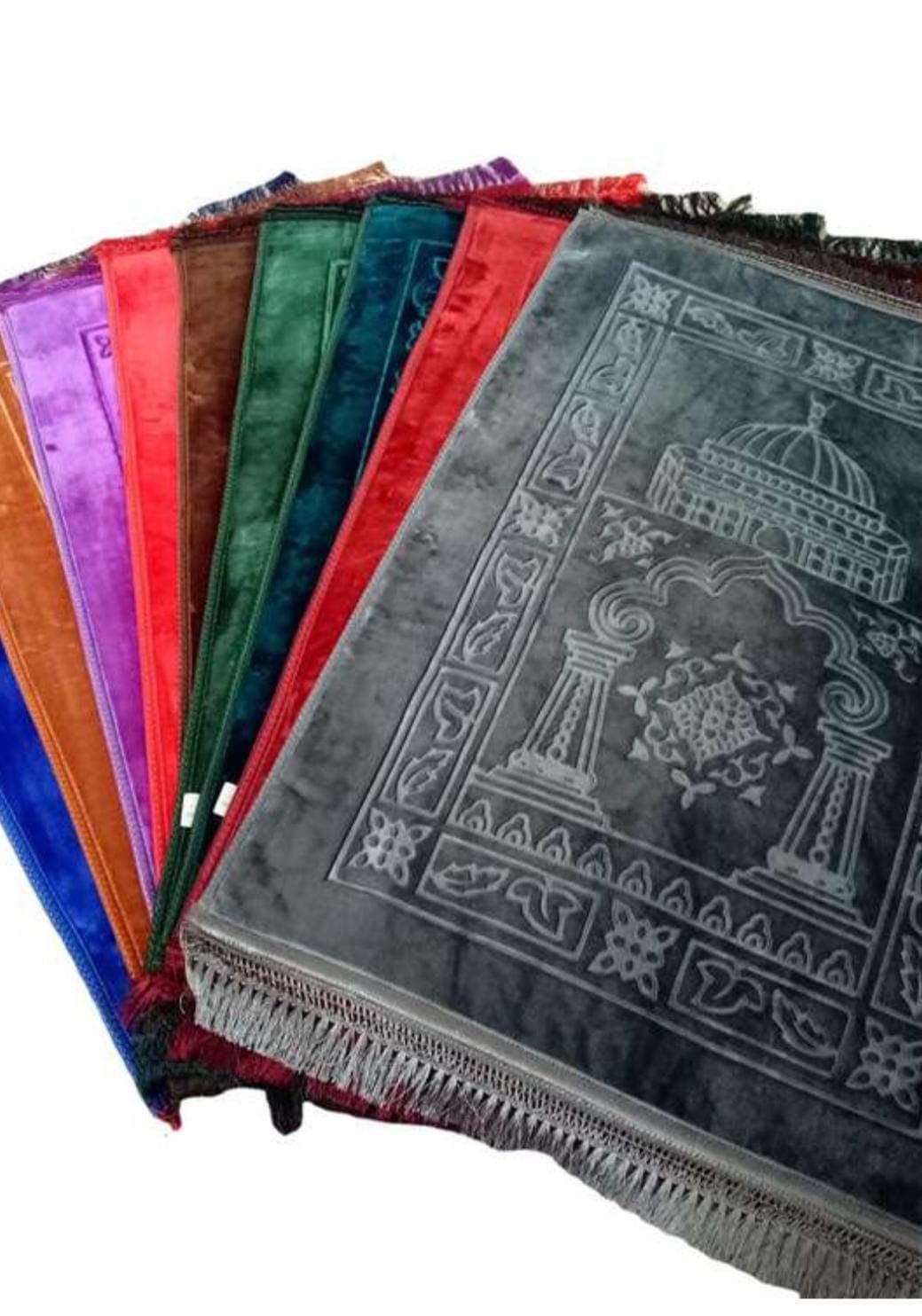 XL Velvet Islamic Prayer Mat: Padded Thick Janamaz Rug - image 3