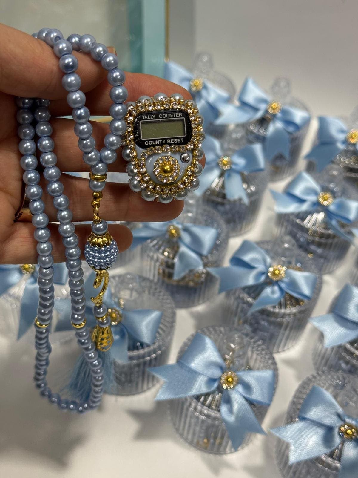 2x Fancy Tasbeeh & Finger masbaha in Transparent Gift Boxes wedding engagement