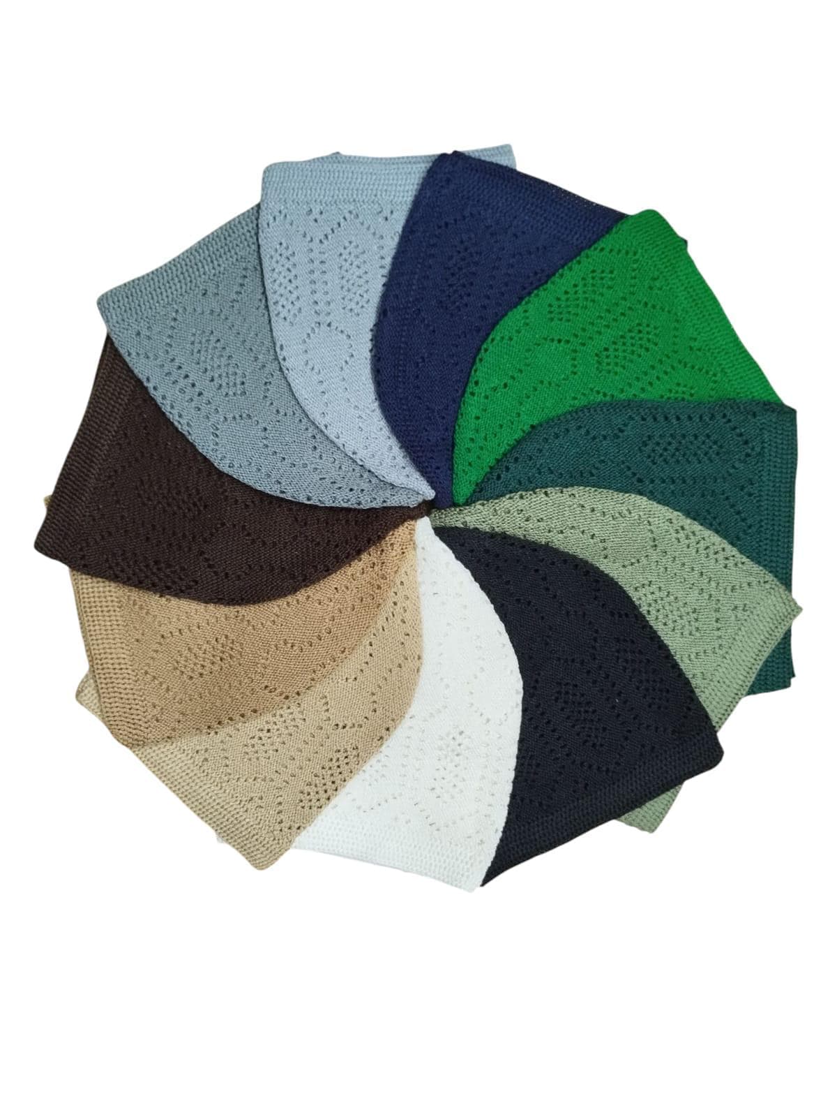 Knitted Acrylic Turkish Topi Hat: Islamic Prayer Cap - Set of 2
