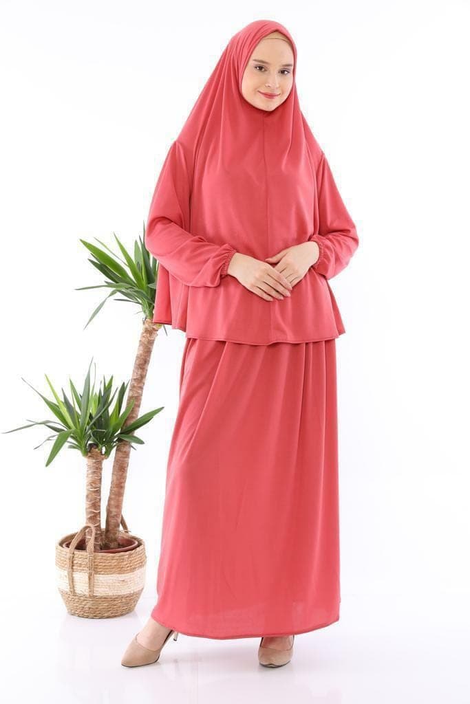 2pc Yusra Muslim Women Adults Prayer Dress with sleeves Cover Body - image 4