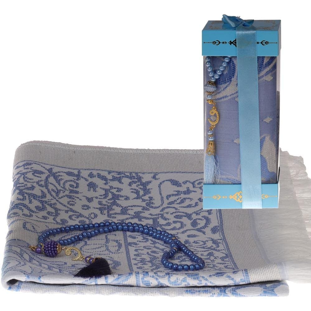 Ideal Gift plastic Box w Prayer Mat rugs Janamaz and Tasbeeh nice colours - image 2