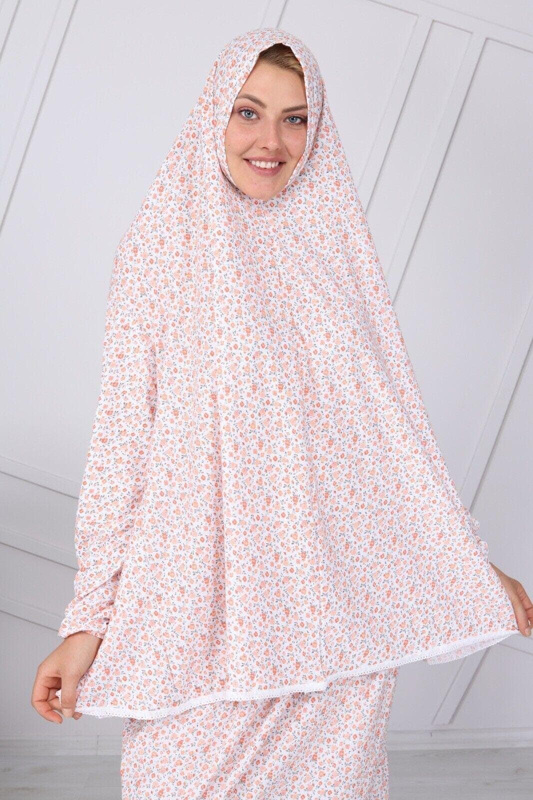 2pc Yusra Muslim Women Adults Prayer Dress with sleeves Cover Body - image 5