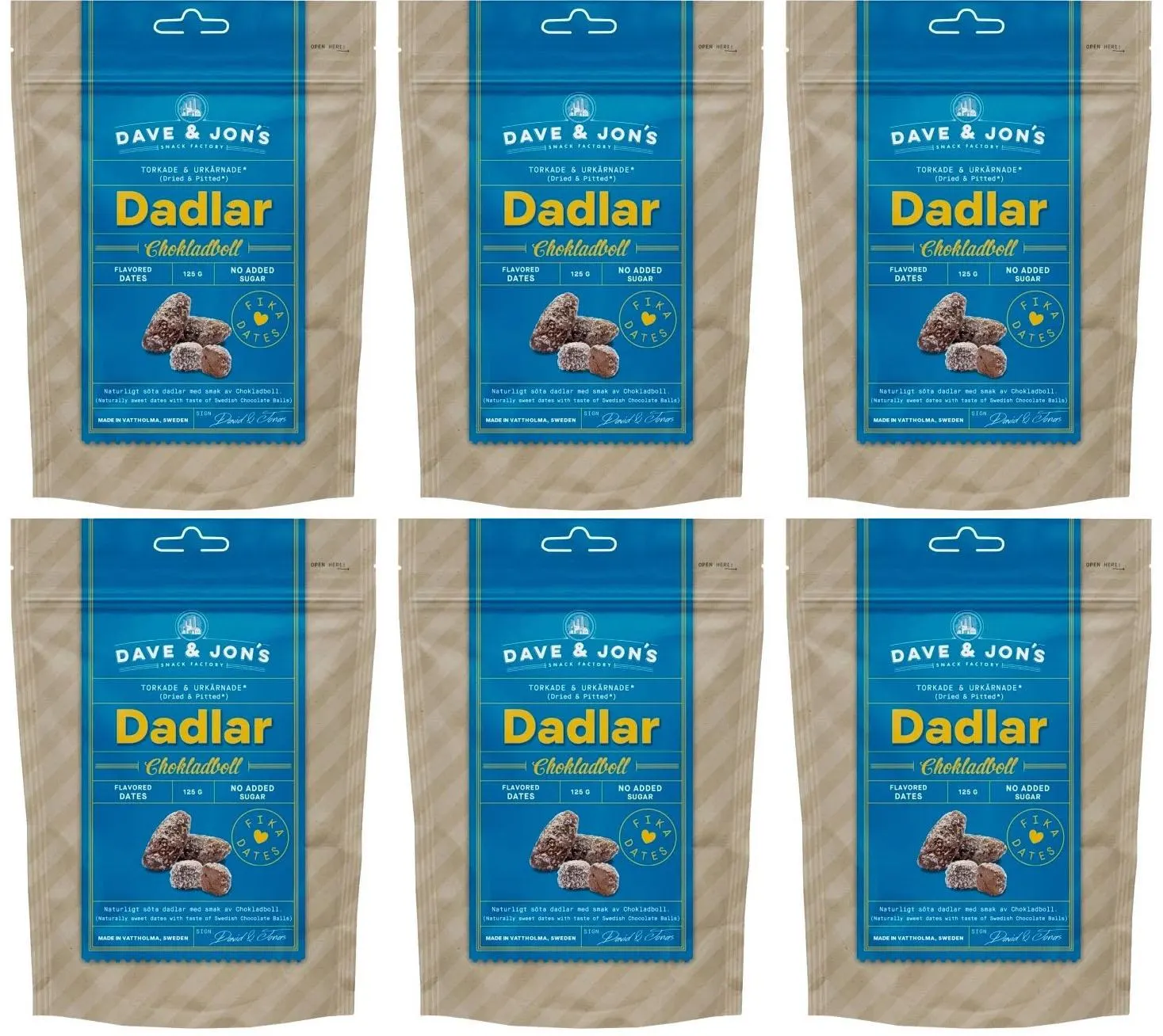 Dave & Jons Dadlar Chokladboll - Dates with the taste of Swedish Chocolate Balls (125g / 4.40oz) FASTEST SHIPPING!