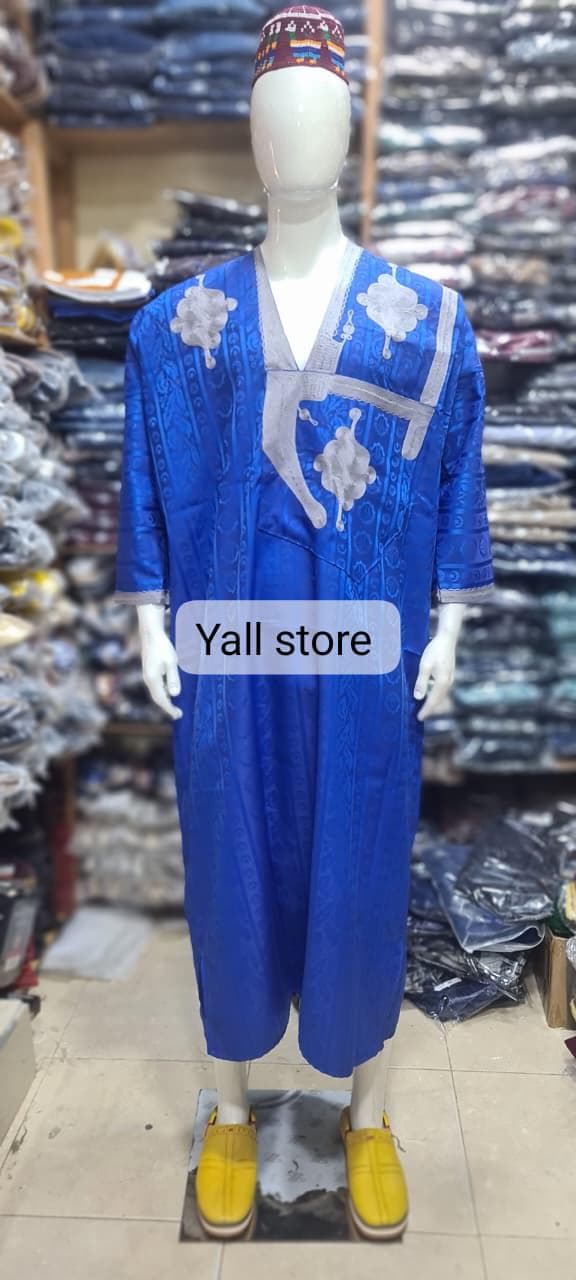 Caftan touareg brodé à la main avec écharpe : Djellaba marocaine en coton du Sahara - image 3