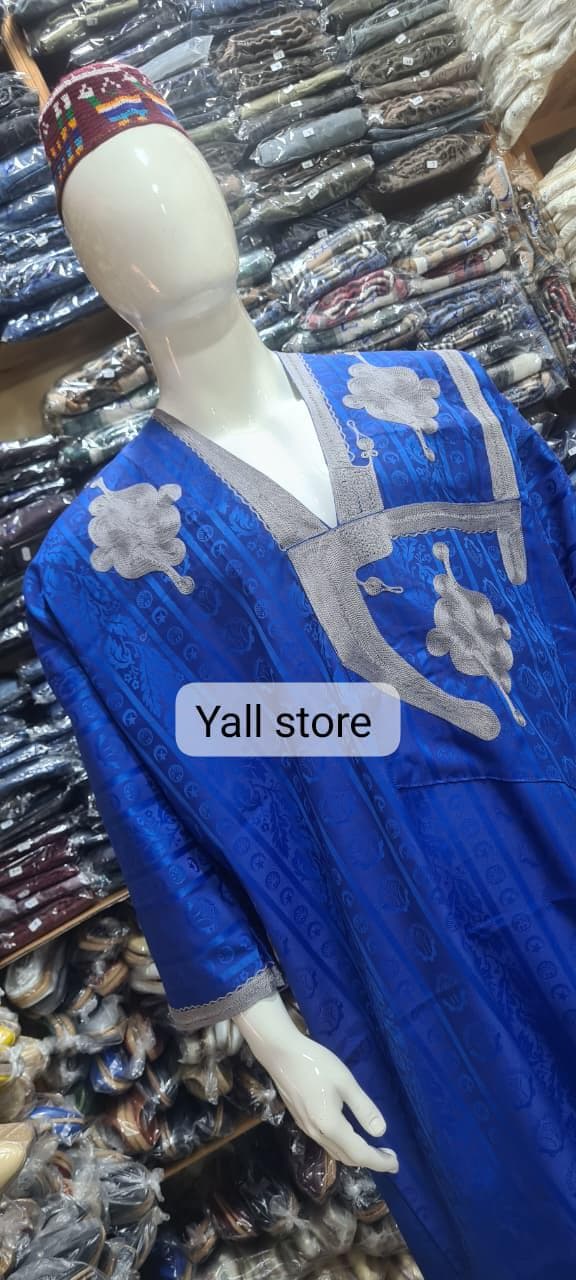 Caftan touareg brodé à la main avec écharpe : Djellaba marocaine en coton du Sahara - image 5