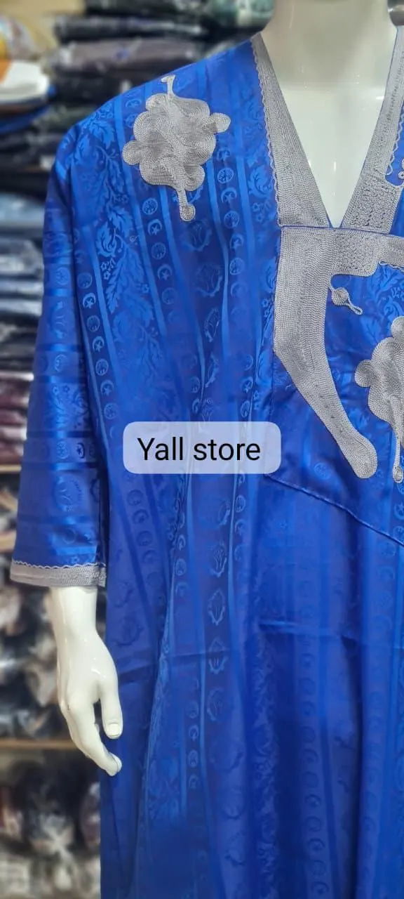 Caftan touareg brodé à la main avec écharpe : Djellaba marocaine en coton du Sahara - image 4
