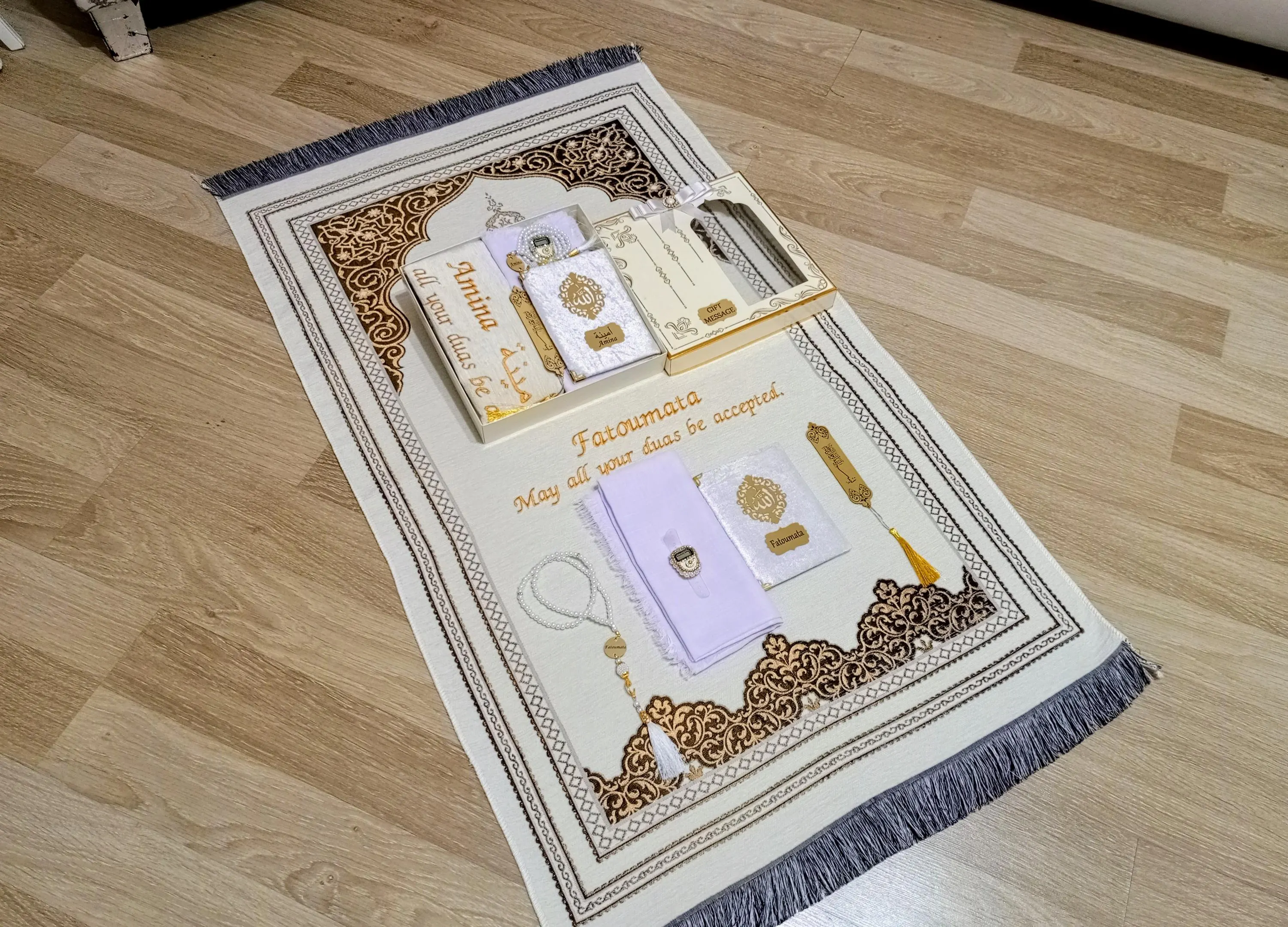 Personalized Prayer Mat Yassen Quran Gift Set | Muslim Gift for Him | Eid Gift | Wedding Gift | Birthday Gift | Graduation Gift