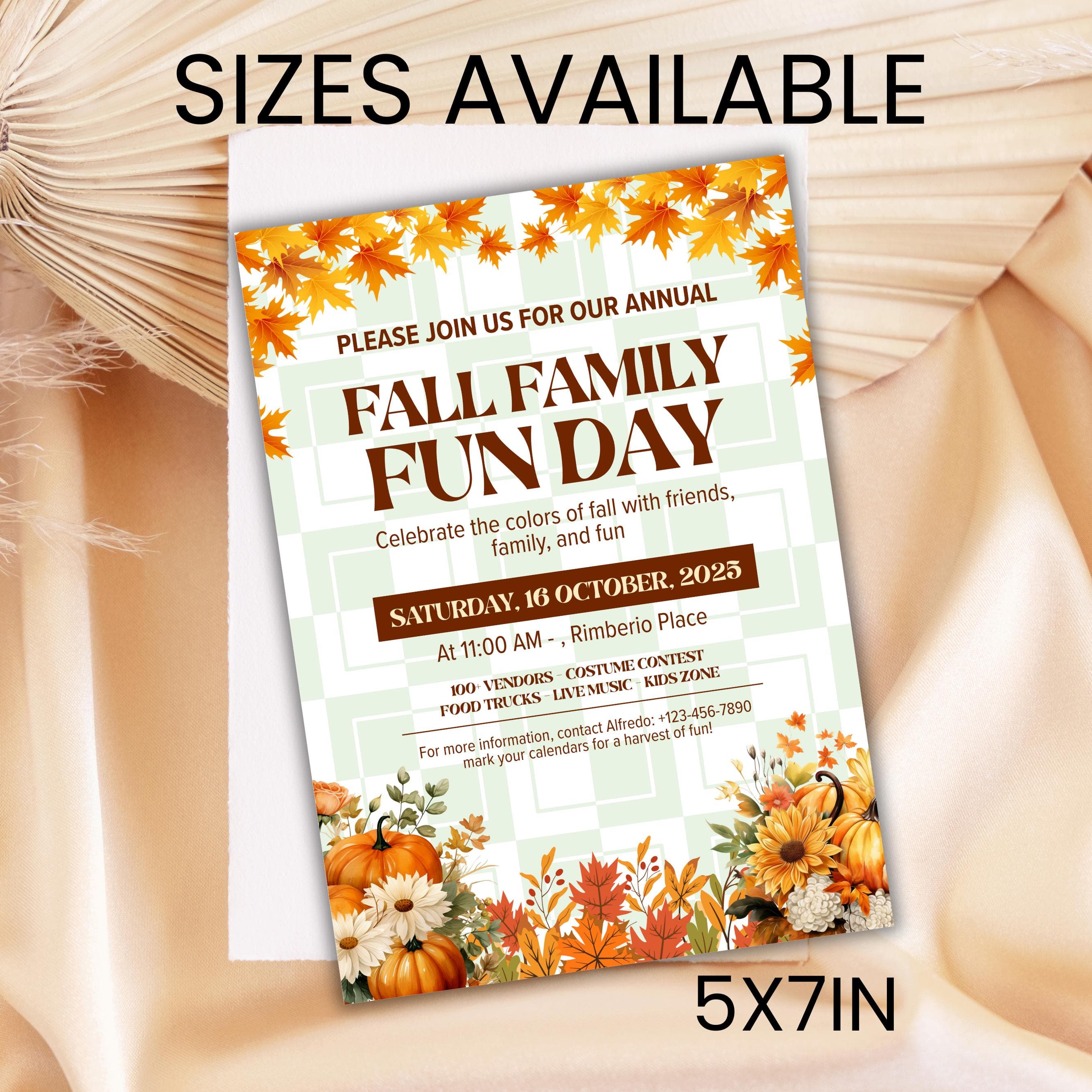 Fall Family Fun Day Invitation, Autumn Celebration Flyer, Editable Template for Harvest Events, Church Fall Festival, Canva Editable