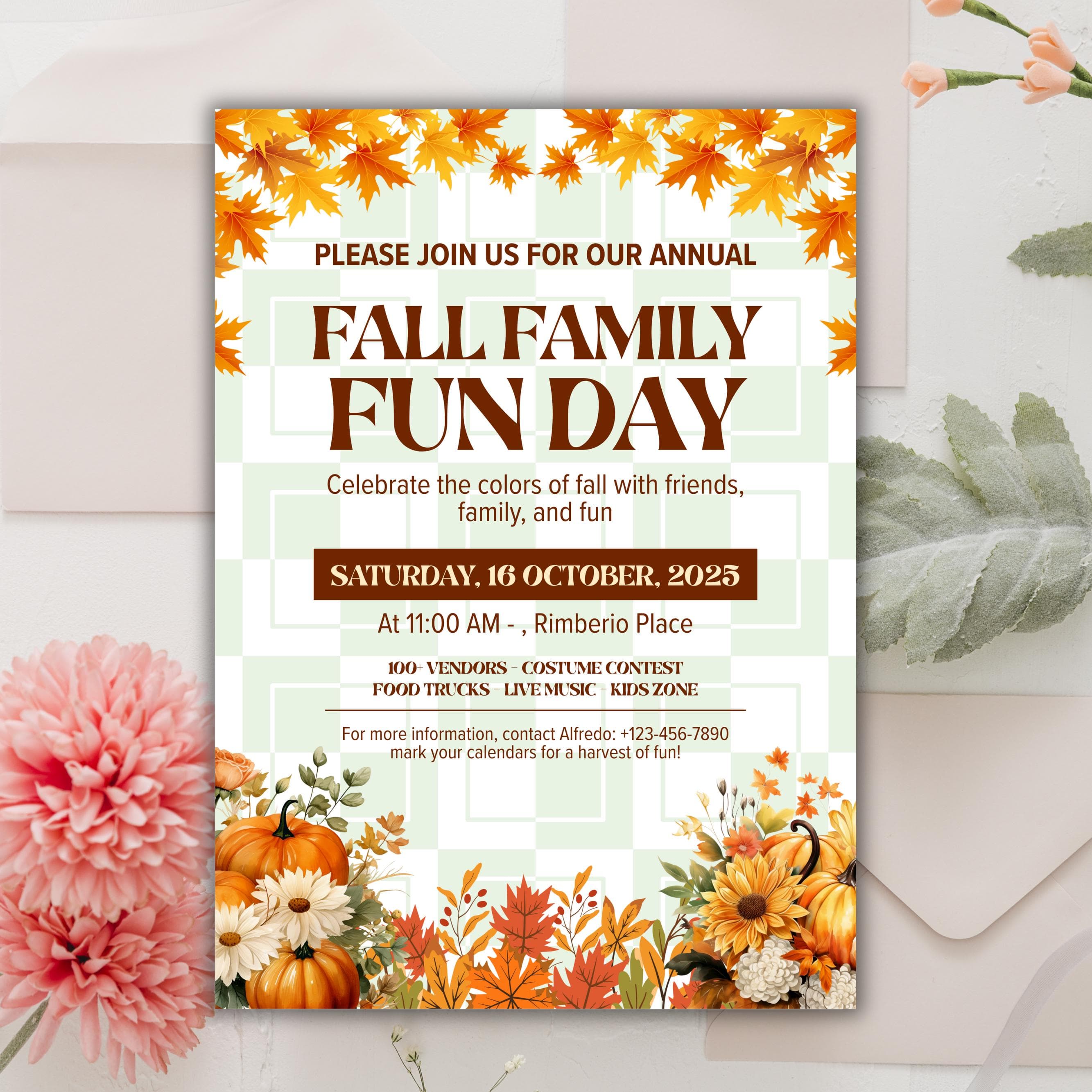 Fall Family Fun Day Invitation, Autumn Celebration Flyer, Editable Template for Harvest Events, Church Fall Festival, Canva Editable