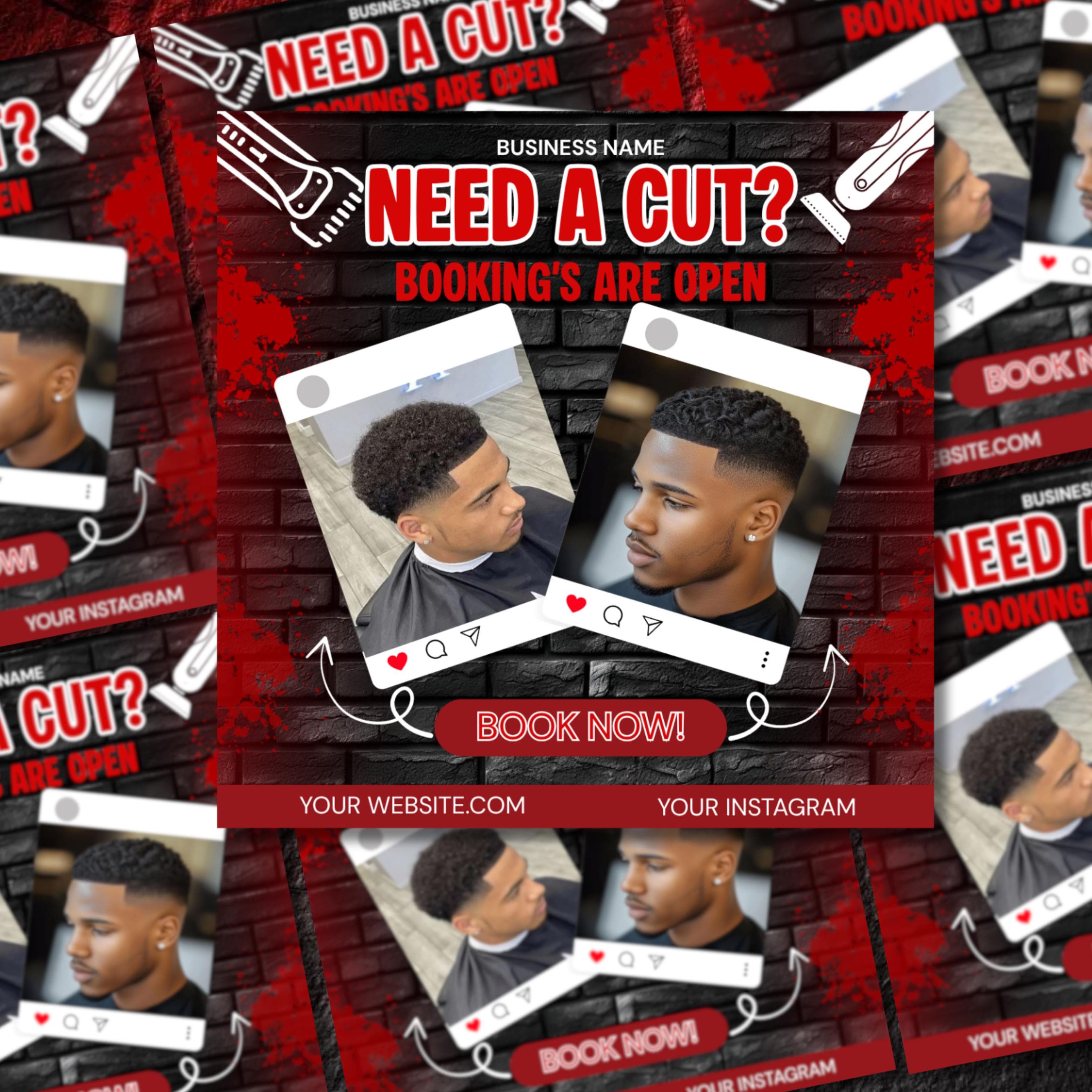 Barber Booking Flyer, Barber Shop Flyer, Booking Flyer, Book Now, Haircut, Barber Business Flyer, Loc & Retwist, Hairstylist, Canva Editable