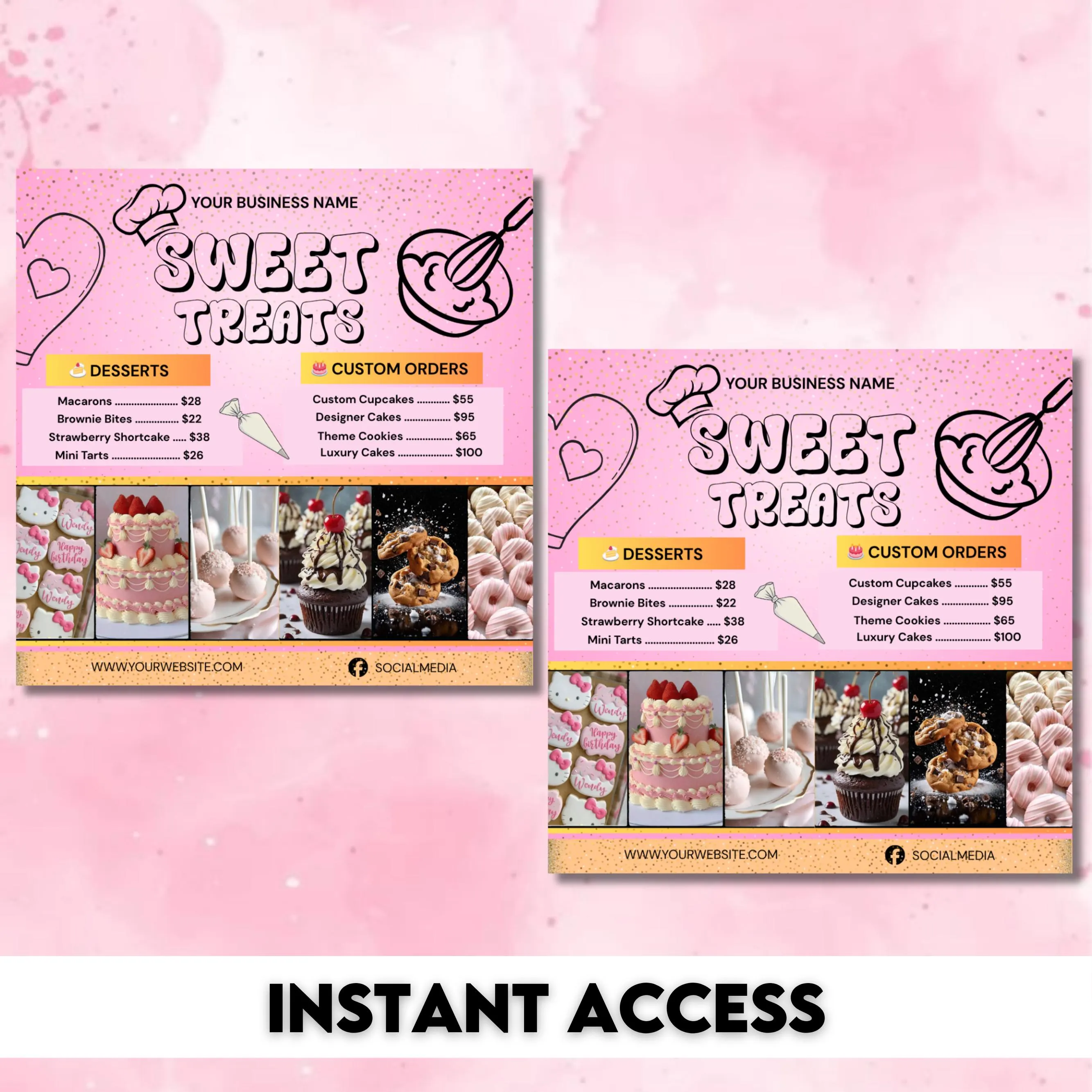 Bakery Flyer, Sweet Treats Flyer, Bake Sale Flyer, Dessert Flyer, Bake Shop Flyer, Pastry Flyer, Cake Business Flyer, Canva Editable