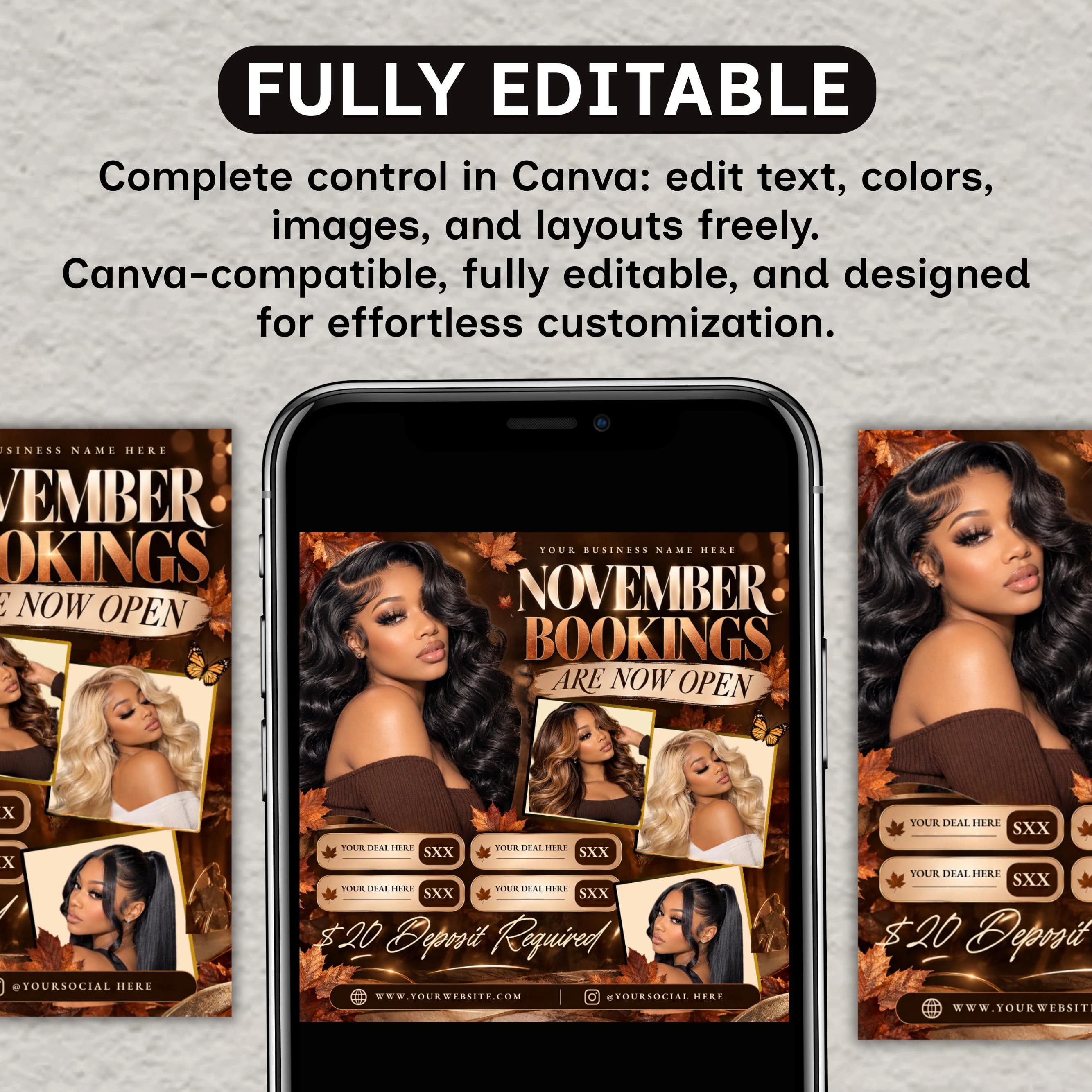 November Booking Flyer Template Thanksgiving Booking November Books Now Open Thanksgiving Flyer Hair Lashes Nail Book Appointments Canva