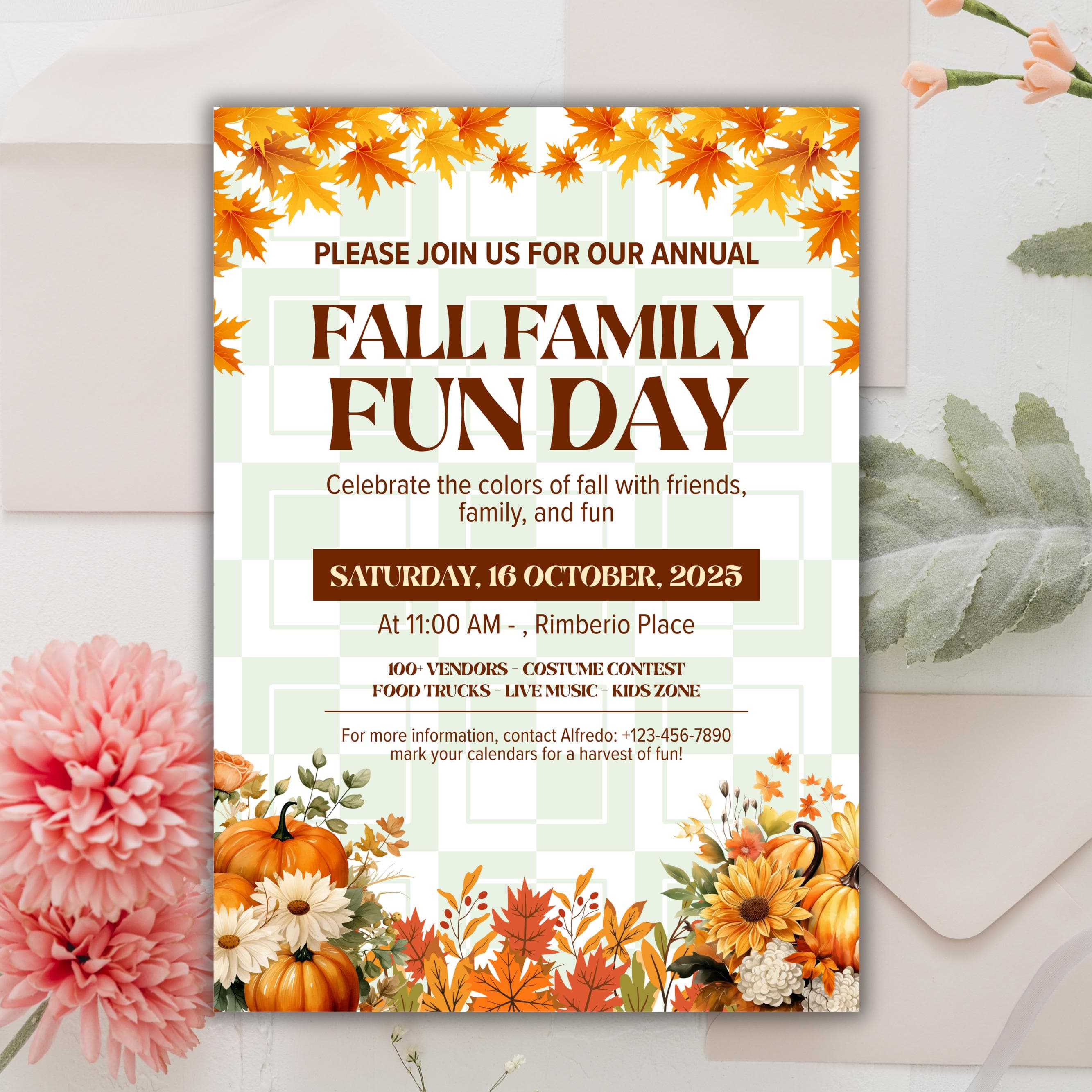Fall Family Fun Day Invitation, Autumn Celebration Flyer, Editable Template for Harvest Events, Church Fall Festival, Canva Editable