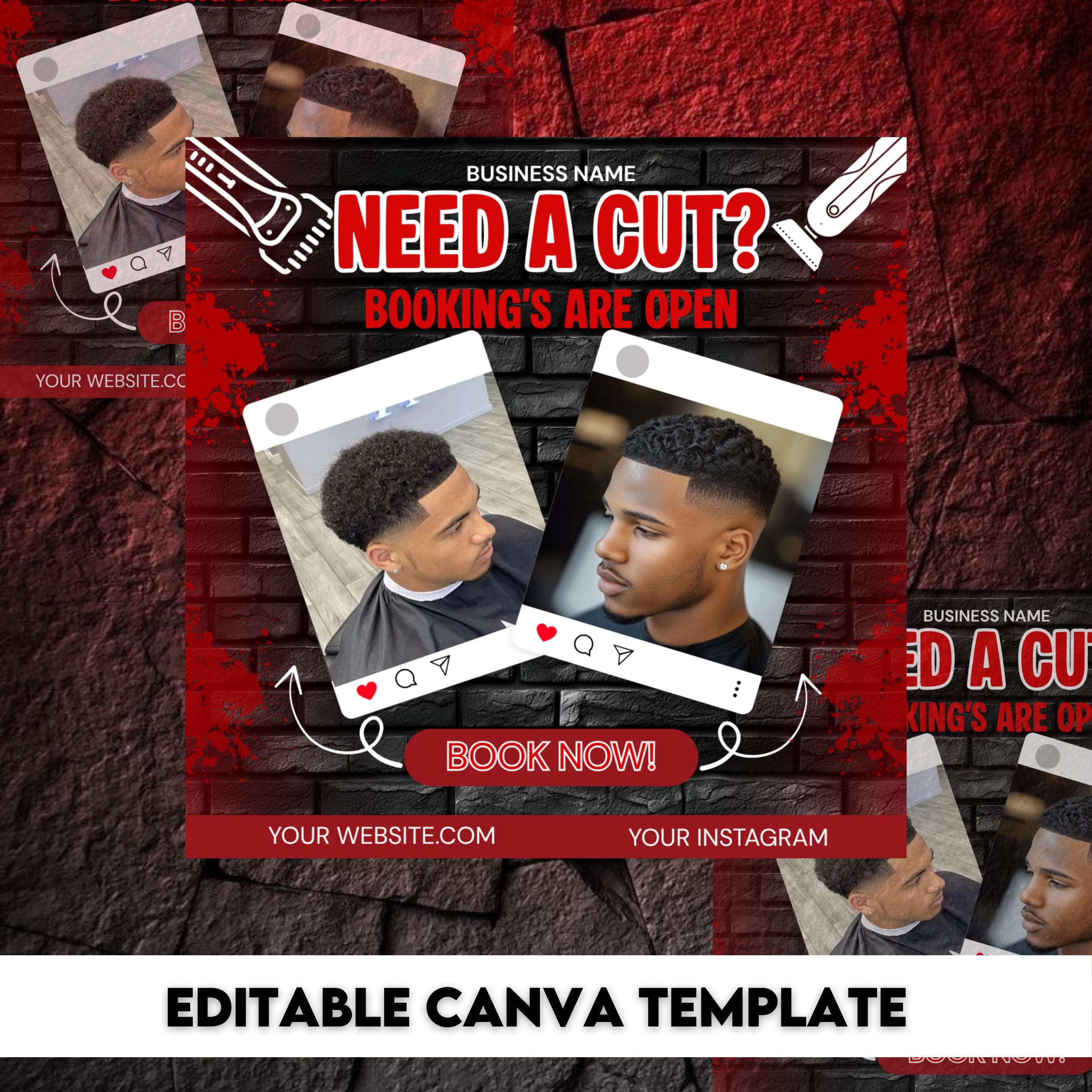 Barber Booking Flyer, Barber Shop Flyer, Booking Flyer, Book Now, Haircut, Barber Business Flyer, Loc & Retwist, Hairstylist, Canva Editable