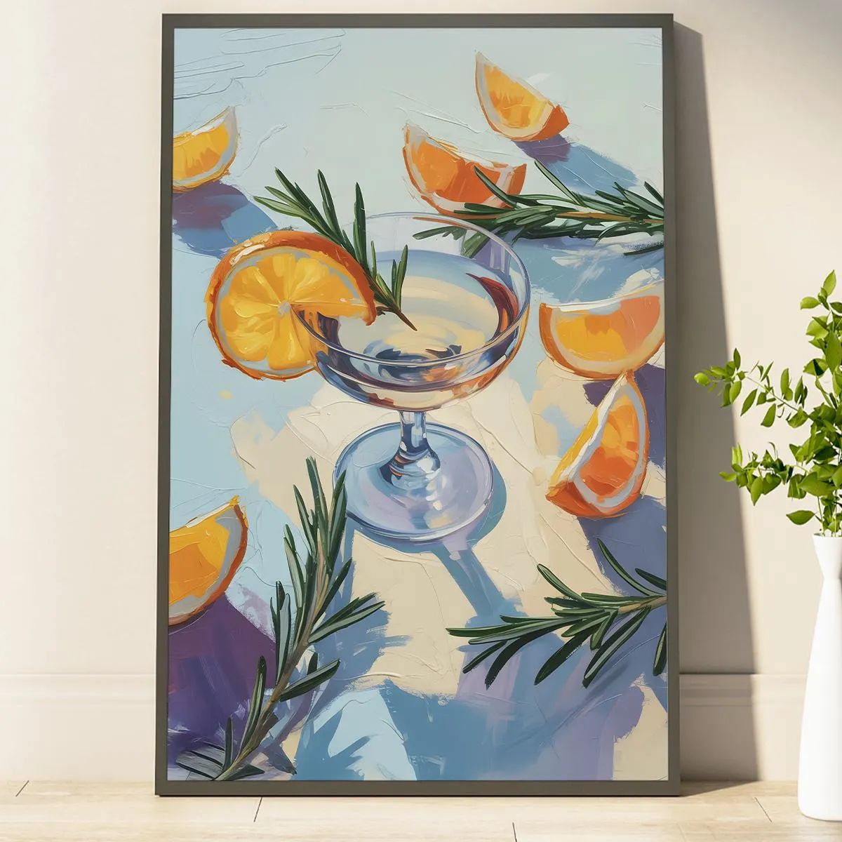 Orange Cocktail Art Print Poster Citrus Still Life Poster Modern Kitchen Wall Art Summer Drink Painting Bar Decor