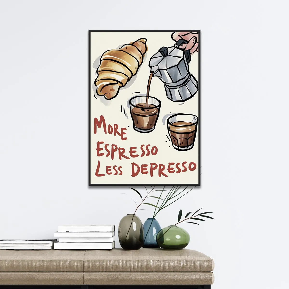 Coffee Lovers Wall Art More Espresso Less Depresso Print Charming Coffee Themed Poster Perfect for Kitchens or Cafés - image 5