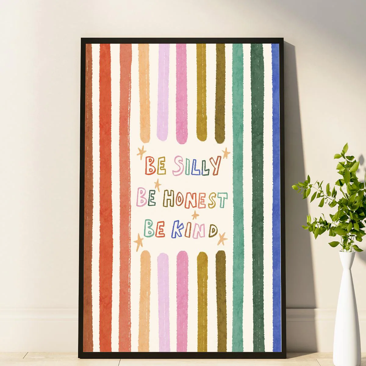 Be Silly Honest Kind Print, Colorful Stars Kids Playroom Poster, Toddler Wall Decor Home Decor