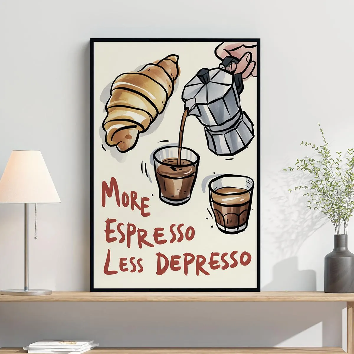 Coffee Lovers Wall Art More Espresso Less Depresso Print Charming Coffee Themed Poster Perfect for Kitchens or Cafés - image 3