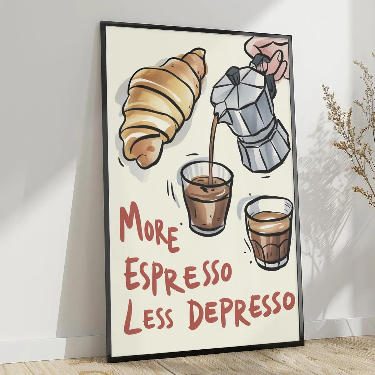 Coffee Lovers Wall Art More Espresso Less Depresso Print Charming Coffee Themed Poster Perfect for Kitchens or Cafés - image 4