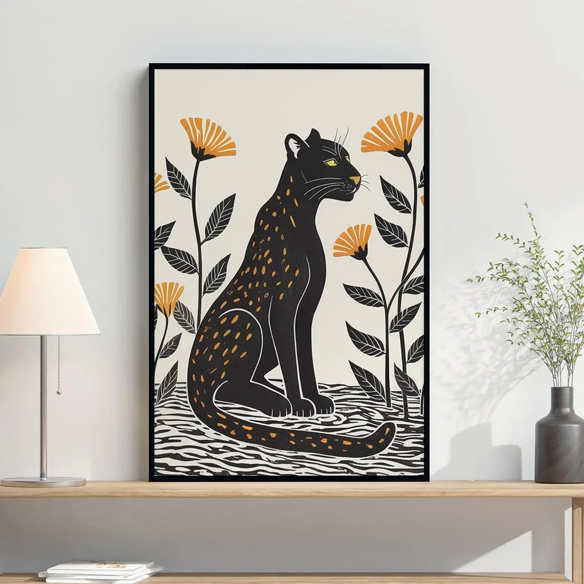 Panther Botanical Poster Colorful Mid Century Modern Home Decor Gifts For Her And Him - image 3