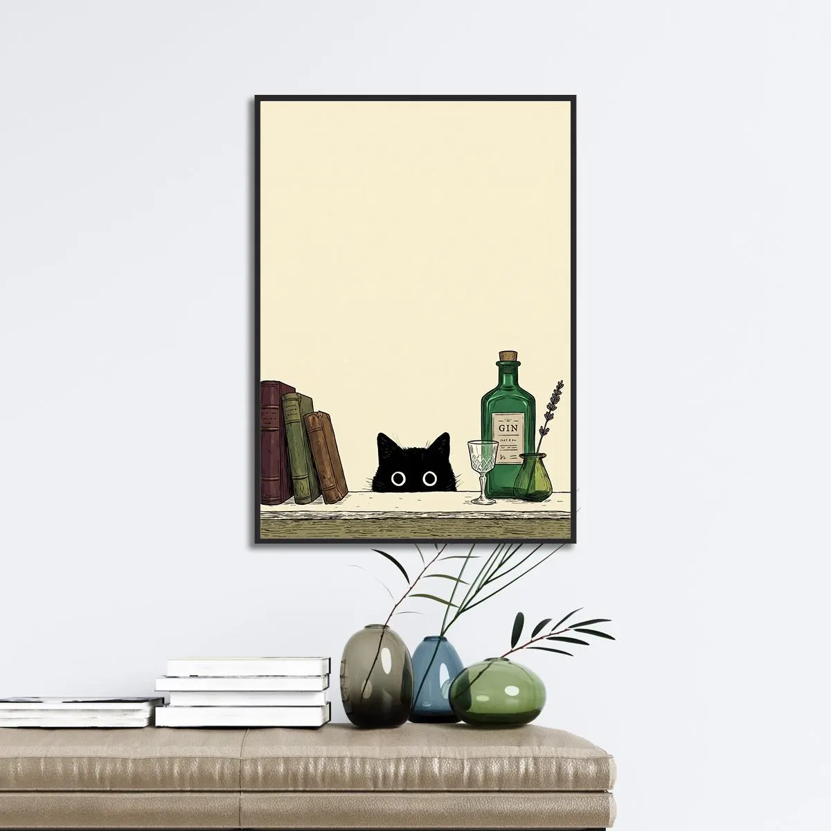 Black Cat Gin Poster, Vintage Bar Wall Art, Botanical Cat Print, Antique Kitchen Decor, Cottagecore Pub Art, Dark Academia Print - image 5