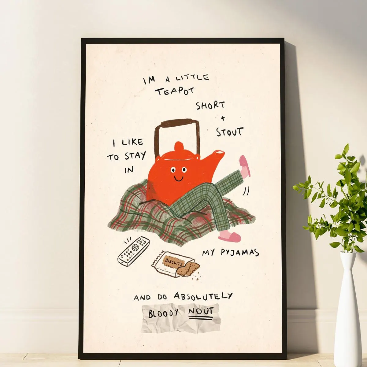 Cute Teapot Wall Art, Tea Lover Print, Cozy Kitchen Decor, Whimsical Tea Poster, Cottagecore Kitchen Art, Tea Time Gift