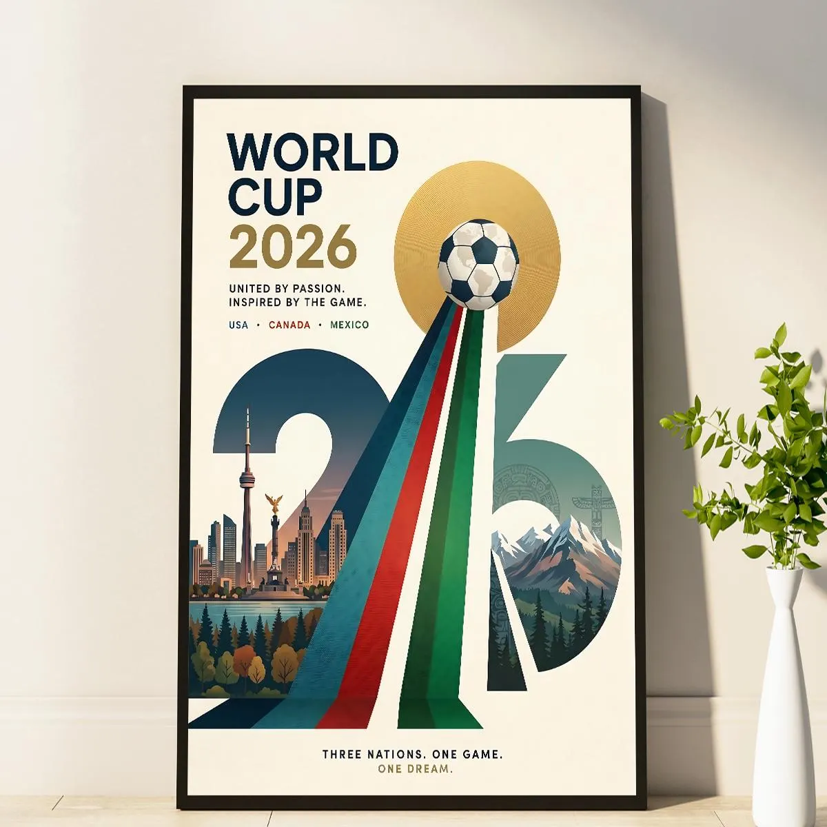 World Cup 2026 Soccer Poster Matte Vertical Poster, USA Canada Mexico, Football Wall Art, Home Decor
