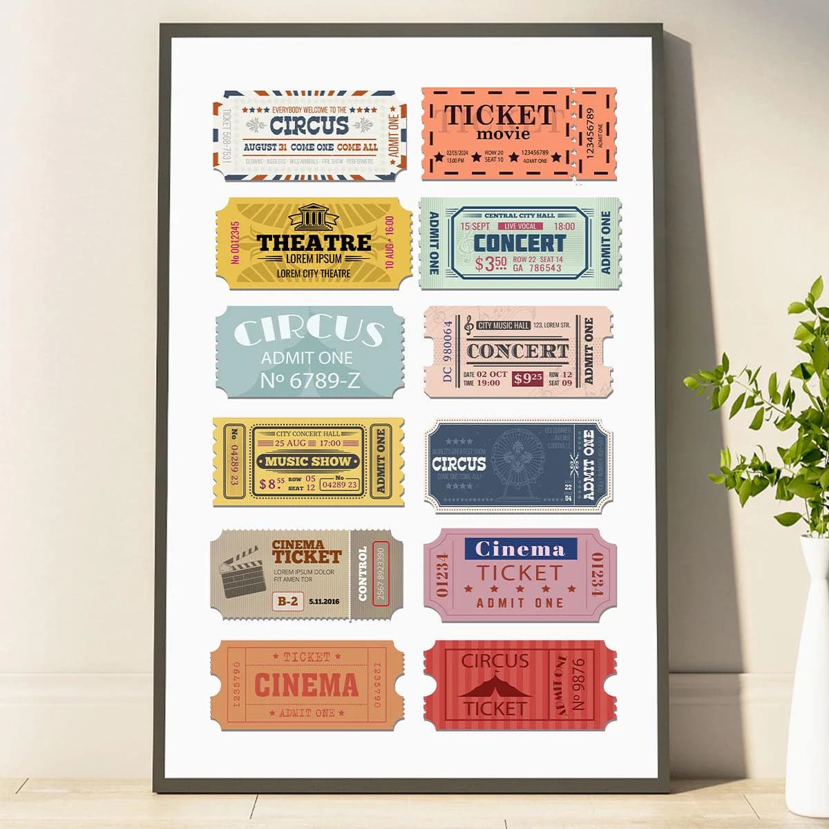 Retro Ticket Print Poster Retro Wall Art Poster Trendy Aesthetic Poster Movie Ticket Dorm Room Decor Gifts For Her And Him