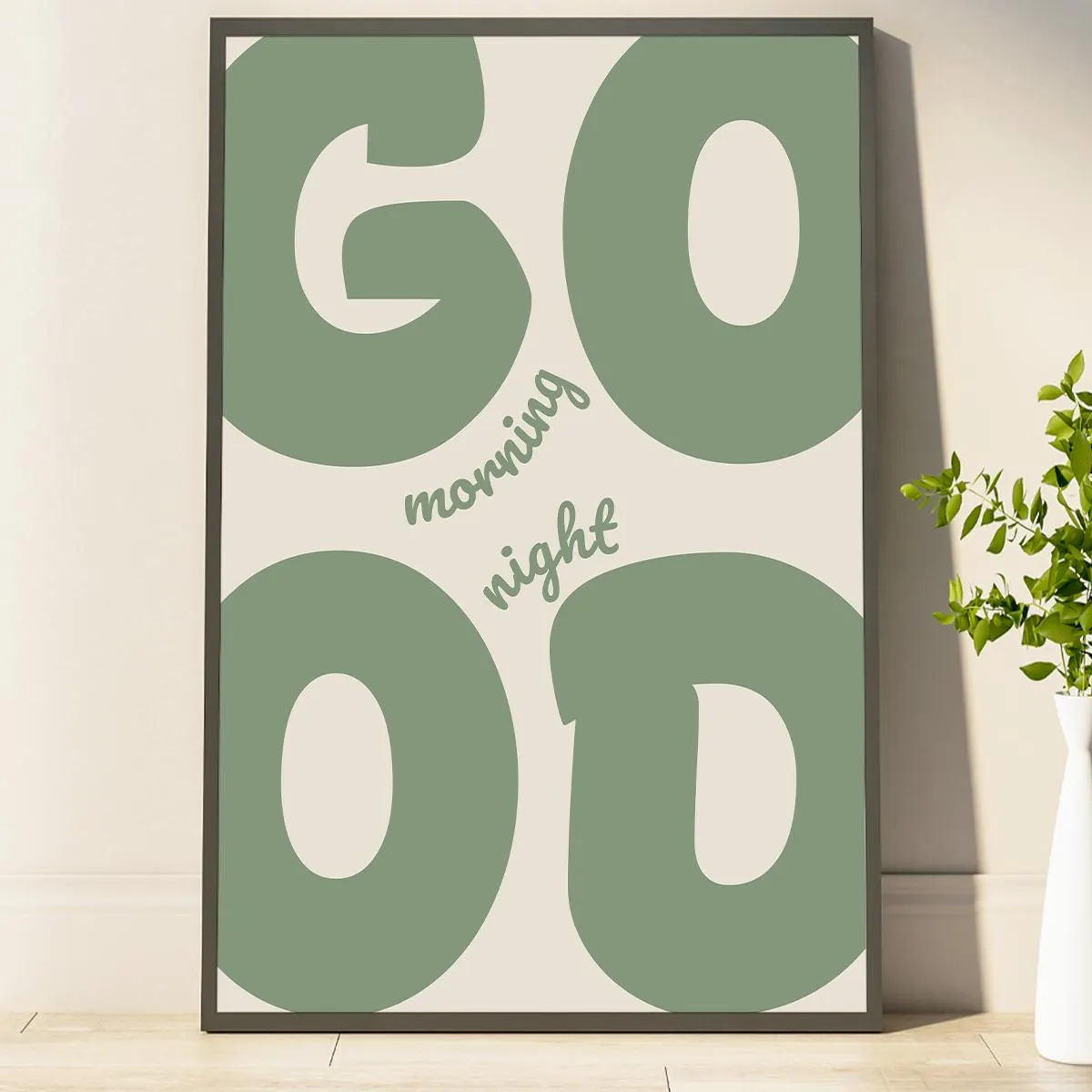 Good Morning Poster Minimalist Sage Green Poster Funky Preppy Positive Art Print Bold Bedroom Art Dorm Decor Art Above Bed Art Home Decor