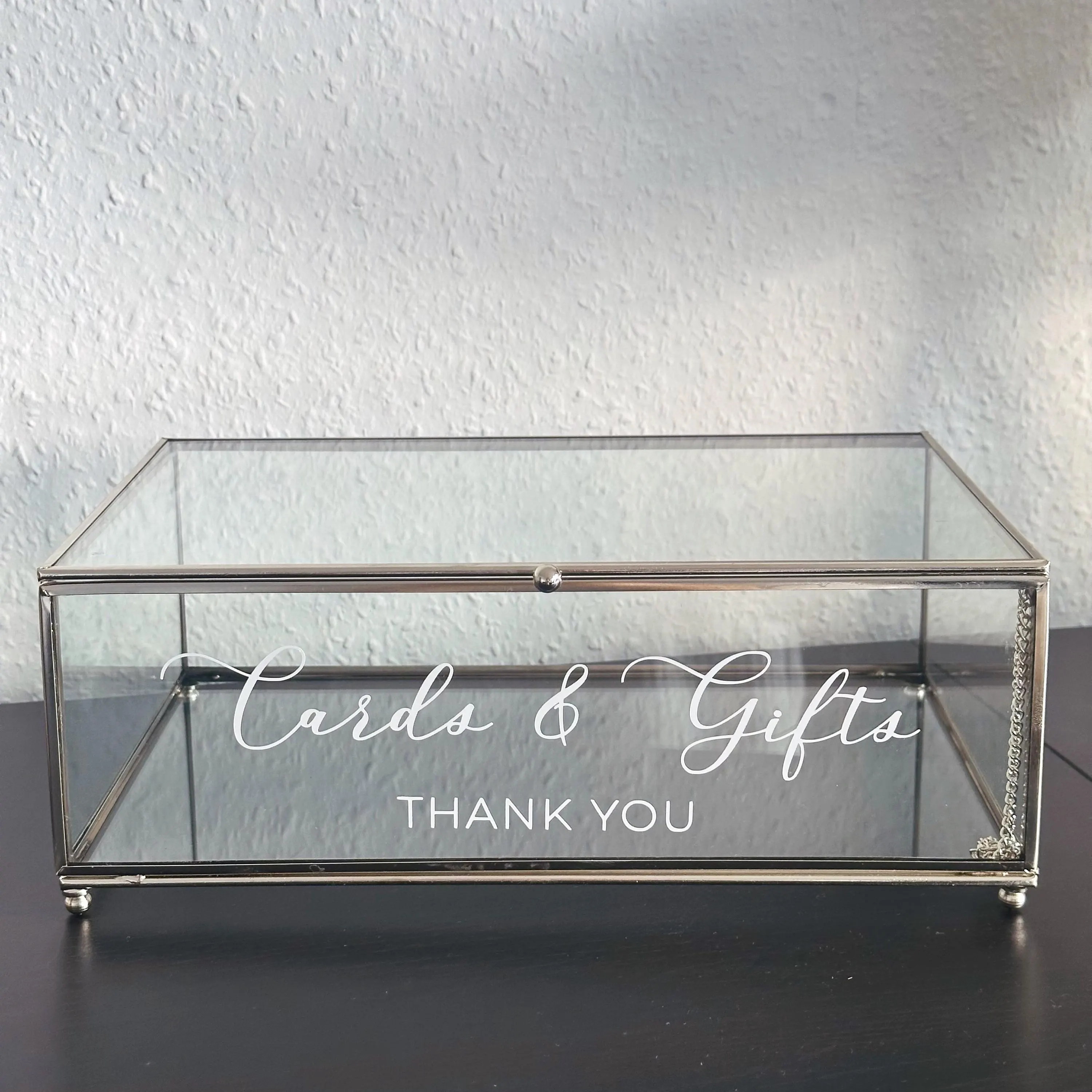 Vinyl Sticker Hochzeitkartenbox – Geschenkbox Aufkleber – Personalisierte Schriftzüge – Hochzeitspost – Glasbox für Geschenke – Hochzeitbox