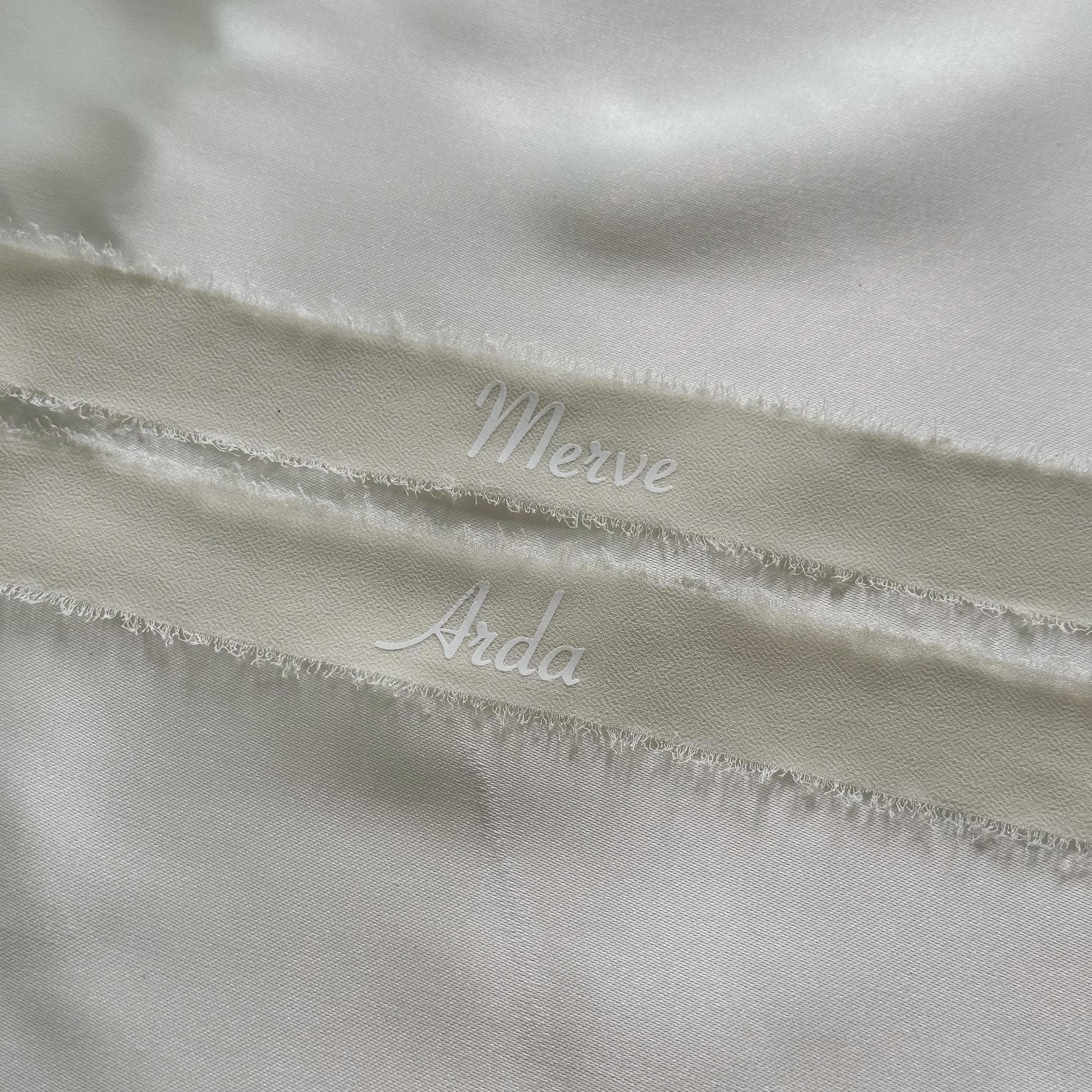 Personalisierte Chiffon Ringbänder | Söz & Nişan | Chiffonband Hochzeit | Verlobung  |  Hochzeitsdekoration - image 2
