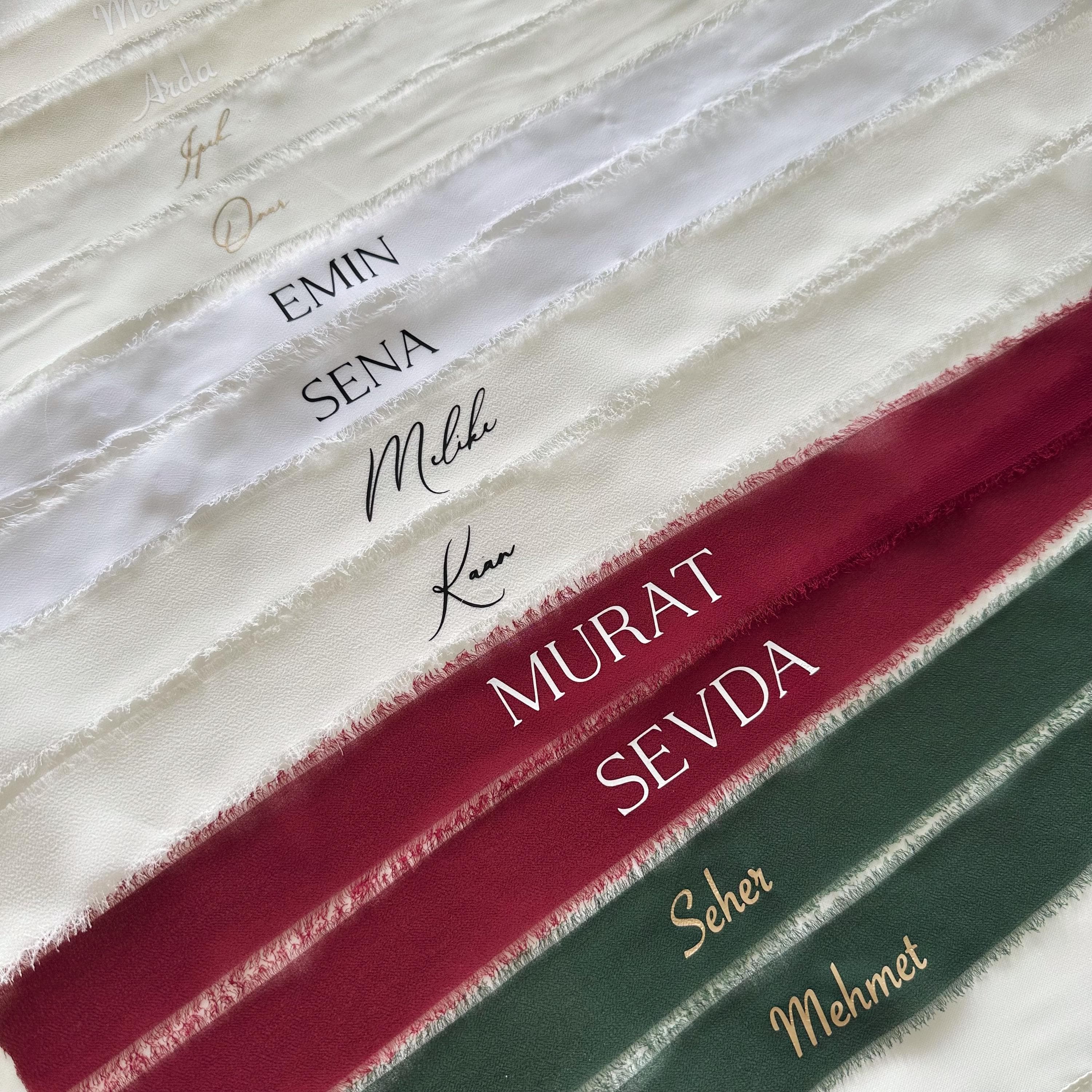 Personalisierte Chiffon Ringbänder | Söz & Nişan | Chiffonband Hochzeit | Verlobung  |  Hochzeitsdekoration