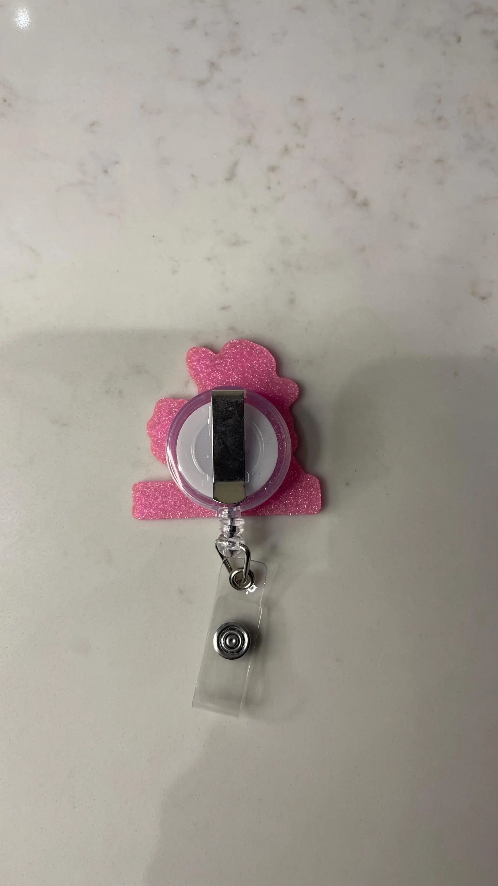 Pink Skeleton Badge Reel, Retractable Nurse Name Tag Holder - image 3