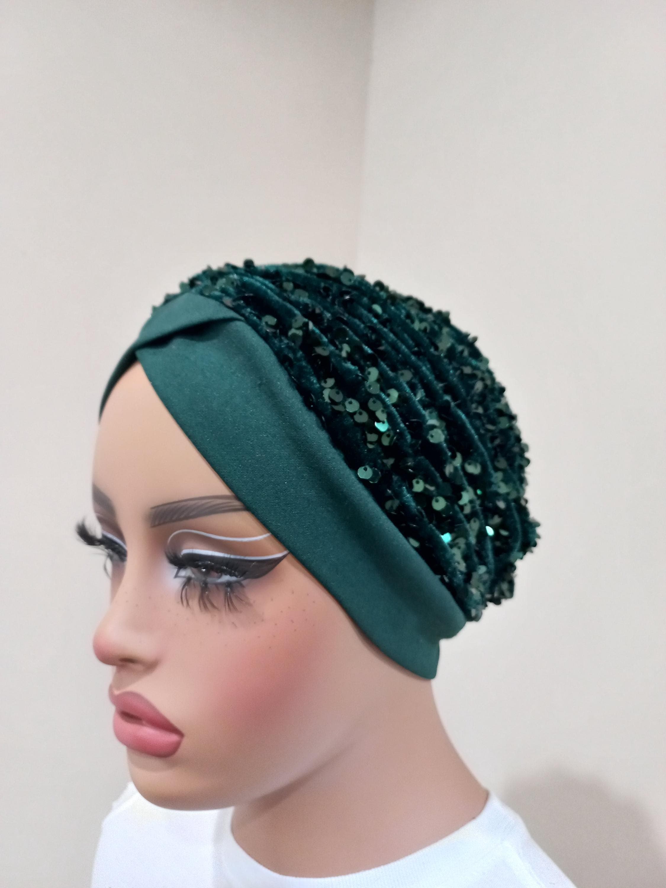 Stretchy Sequin Turban Head Wrap: Stylish Chemo Headwear, Modest Fashion Cap, Mother's Day gift. - image 4