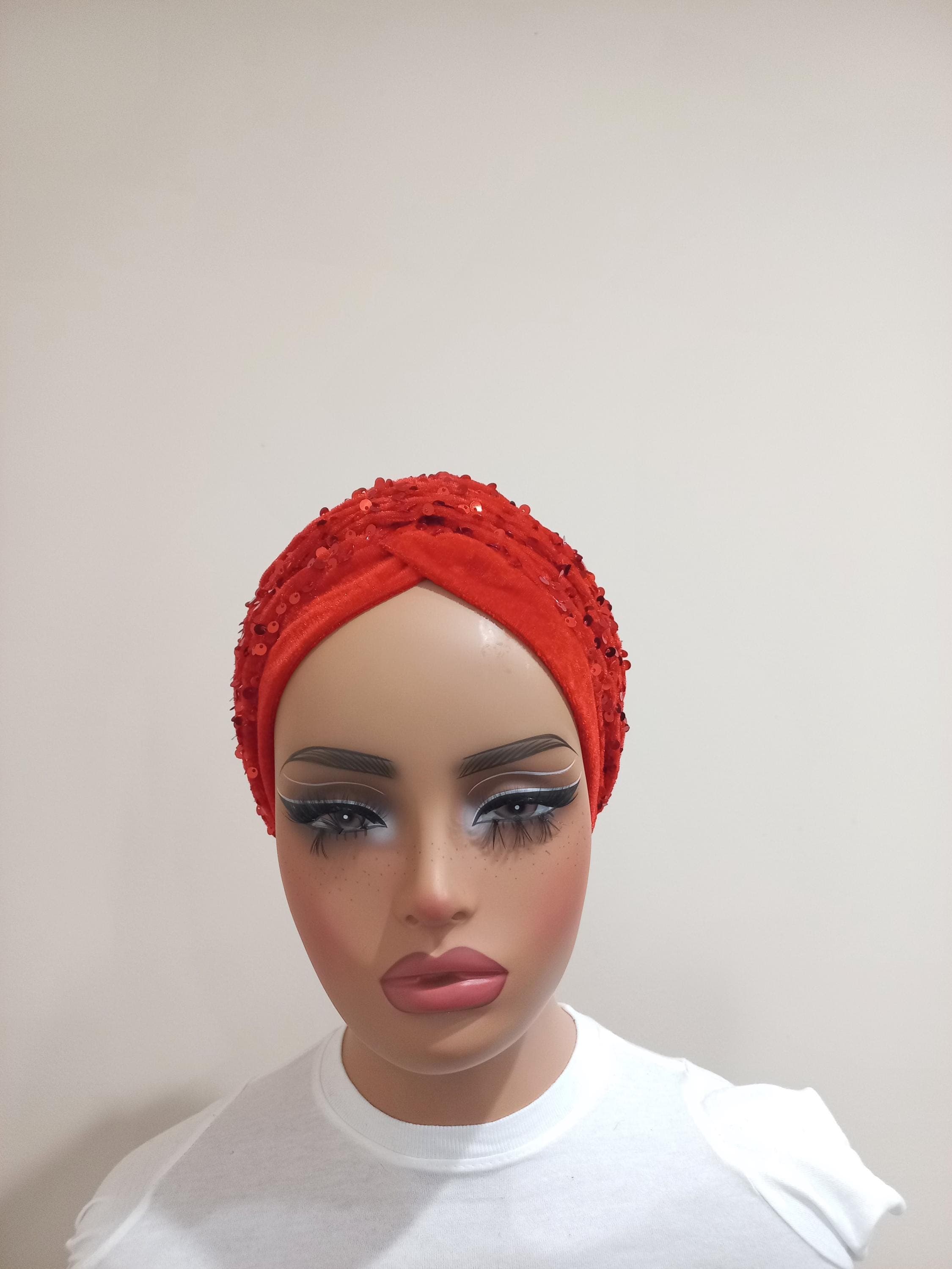 Stretchy Sequin Turban Head Wrap: Stylish Chemo Headwear, Modest Fashion Cap, Mother's Day gift.