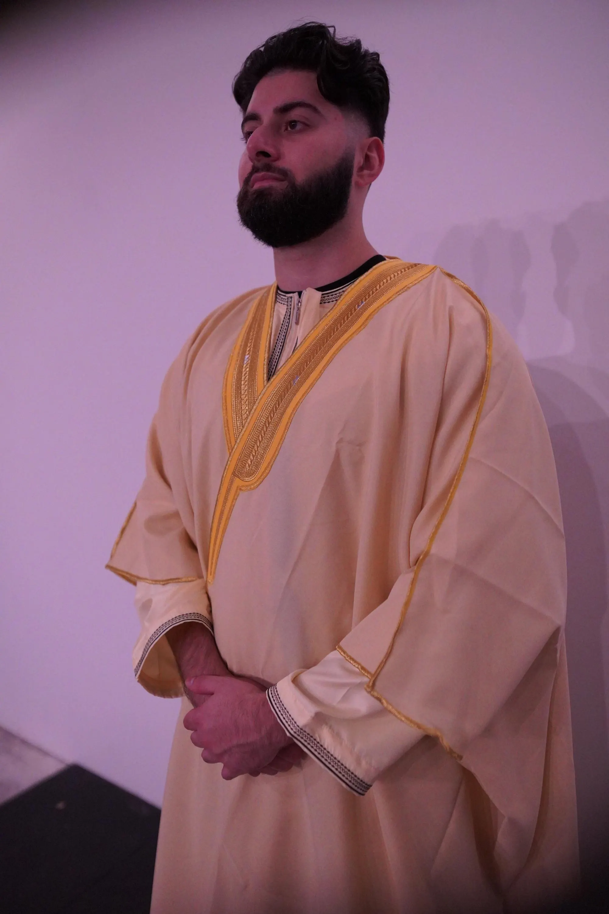 Bisht Cloak with Gold Embroidery for Men– Full Sleeve Arabic Thobe Robe | 5 Colors - image 4