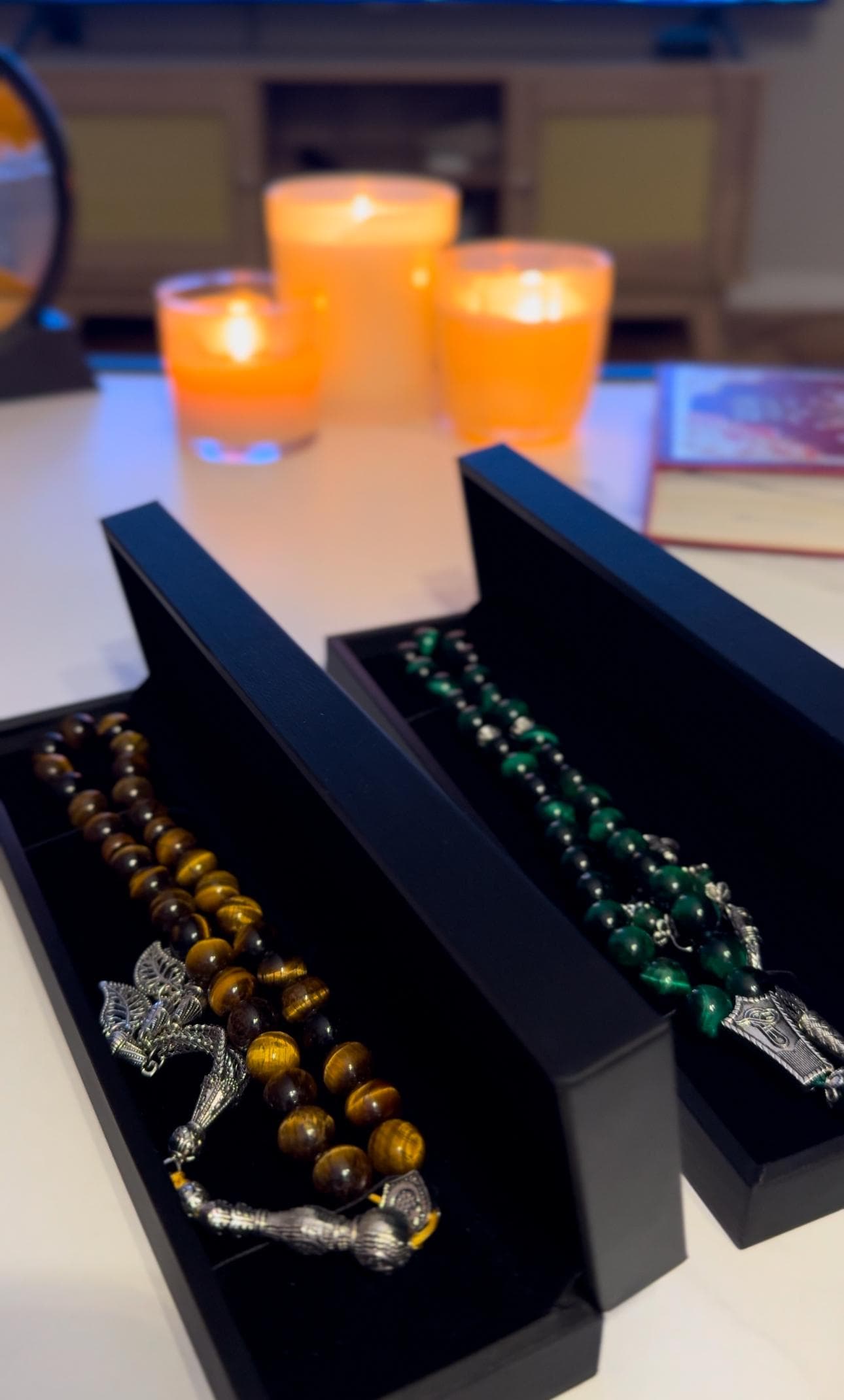 The Guardian’s Misbaha: Emerald Green Tiger Eye - 33 Beads, 10mm - Islamic Tasbih - Gift Luxury Packaging, Authentic Gemstone Tasbeeh Bead - image 3