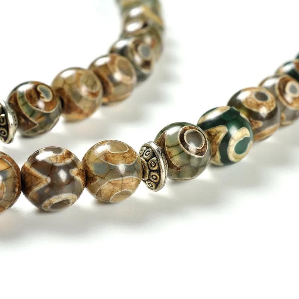 Mystic Green Misbaha: Green Tibetan Dzi - 99 Beads, 8mm - Islamic Tasbih - Luxury Packaging For Gifting, Authentic Gemstone Tasbeeh Bead